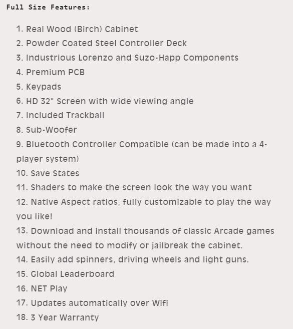 Arcade Features