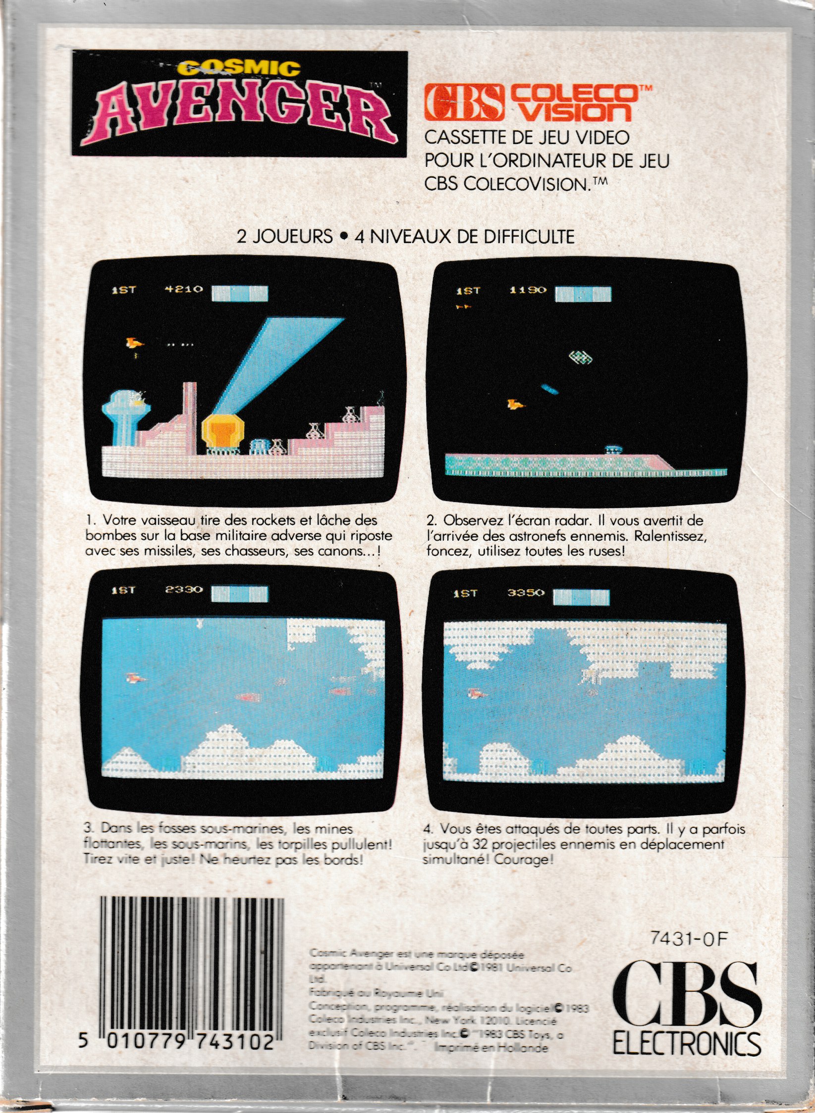 Cosmic Avenger (FR) US Back Box Art