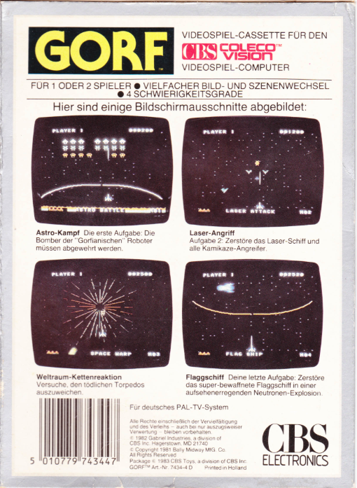 Gorf (DE) US Back Box Art