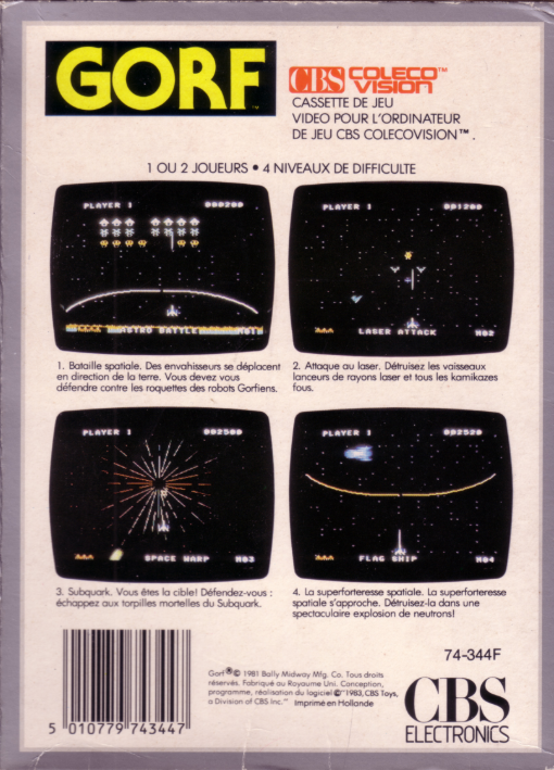 Gorf (FR) US Back Box Art