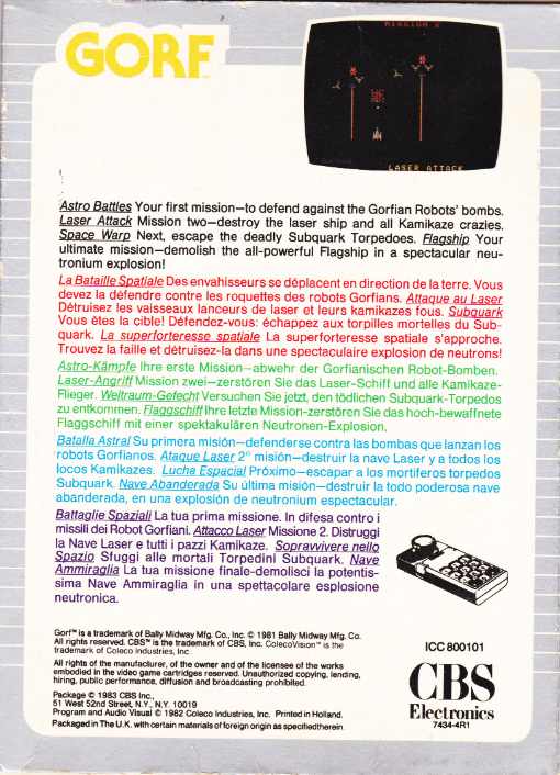 Gorf (EU) US Back Box Art