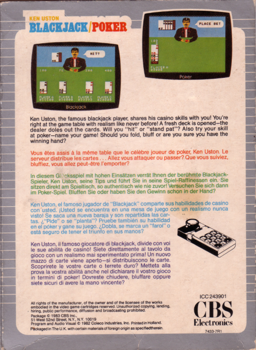 Ken Uston Blackjack & Poker (EU) US Back Box Art