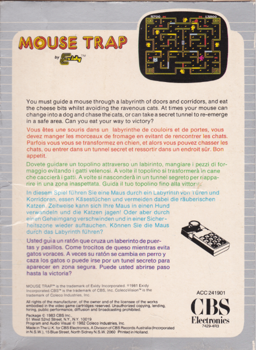 Mouse Trap (EU) US Back Box Art
