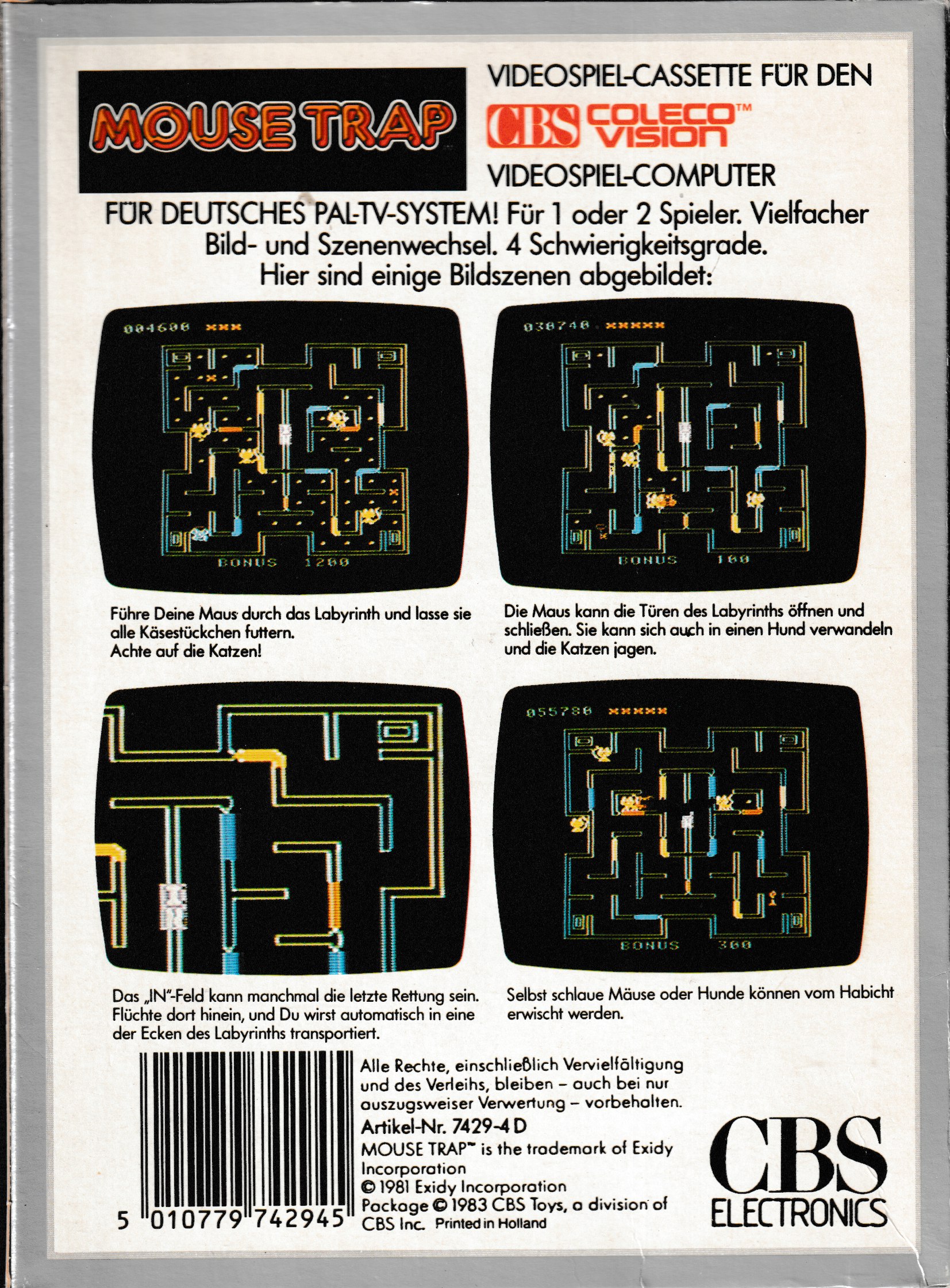 Mouse Trap (DE) US Back Box Art
