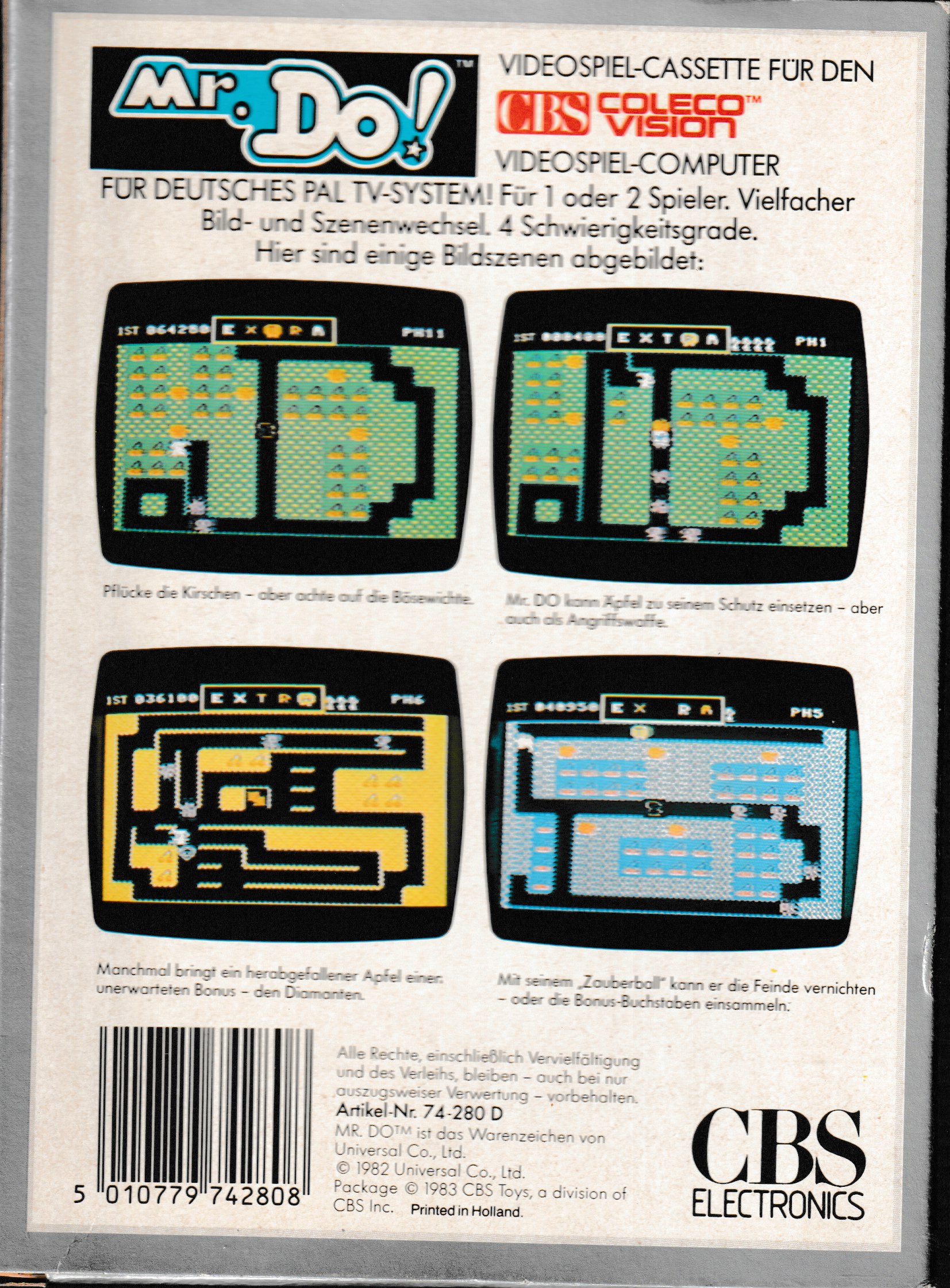 Mr. Do! (DE) US Back Box Art