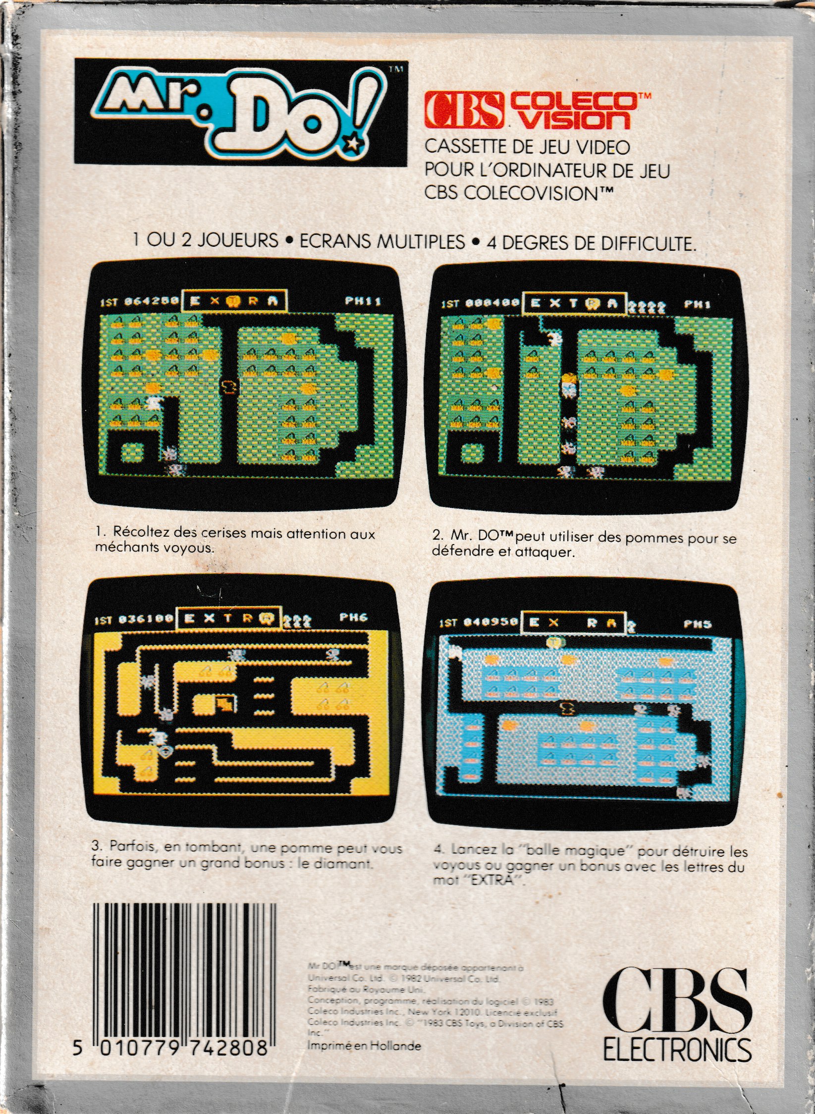 Mr. Do! (FR) US Back Box Art