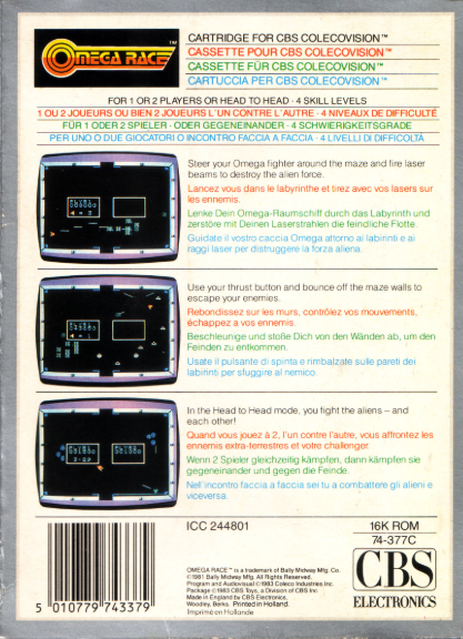 Omega Race (EU) US Back Box Art
