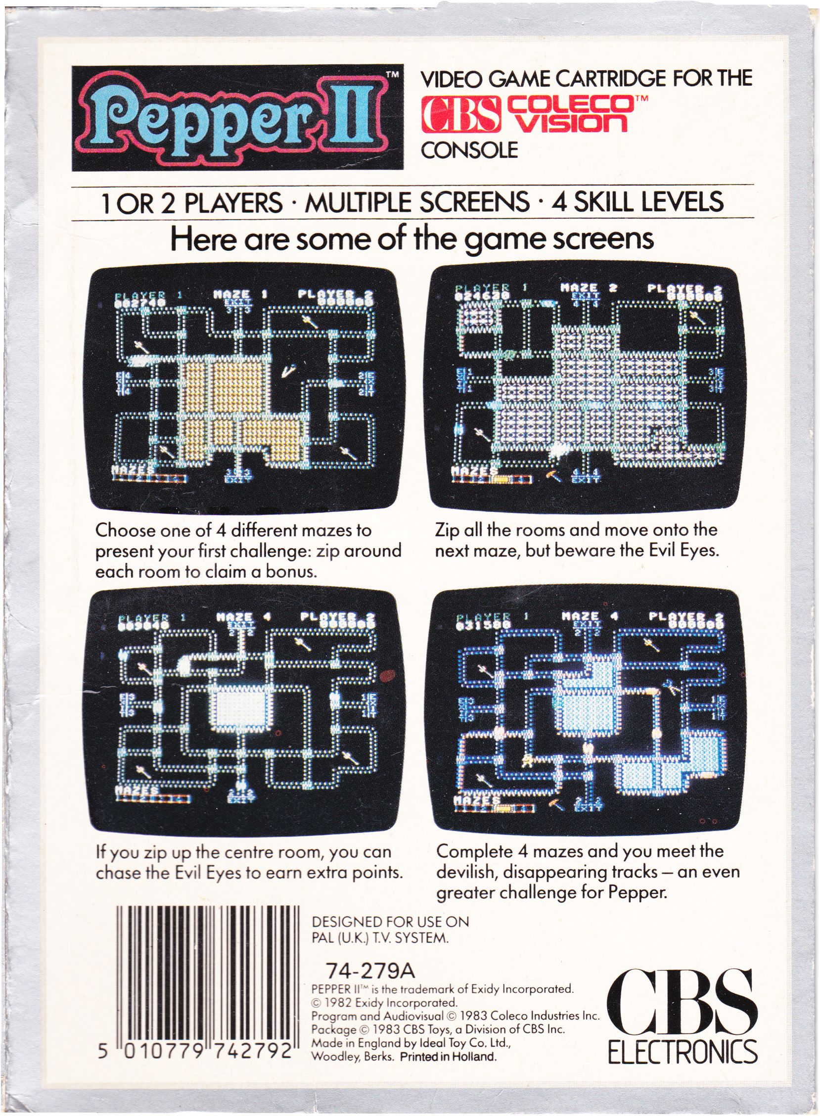 Pepper II (UK) US Back Box Art