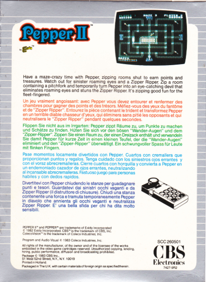 Pepper II (EU) US Back Box Art