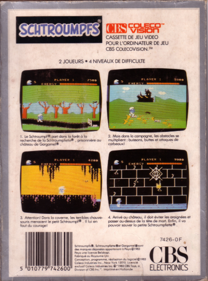 Smurf - Rescue in Gargamel's Castle (FR) US Back Box Art