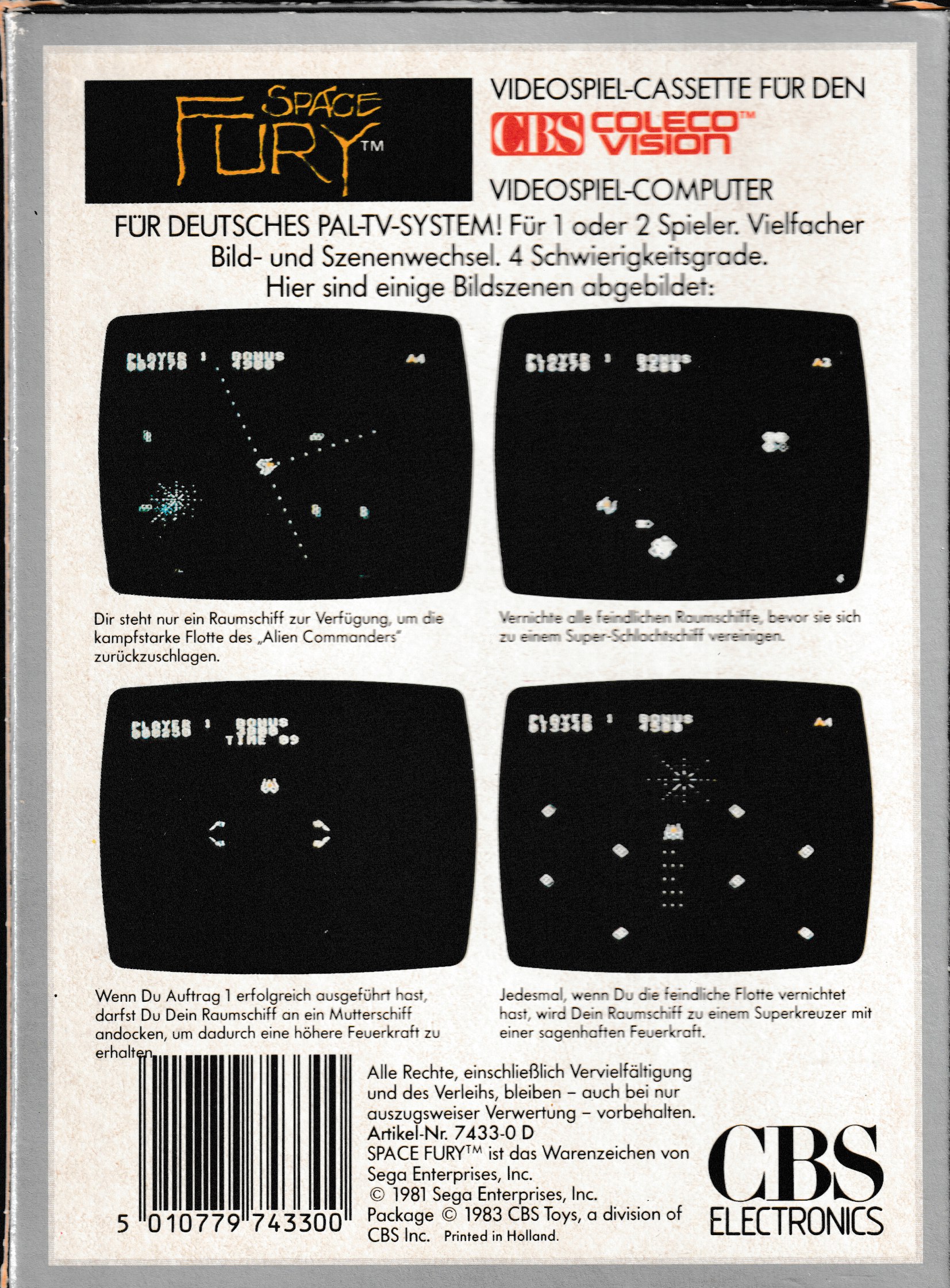Space Fury (DE) US Back Box Art