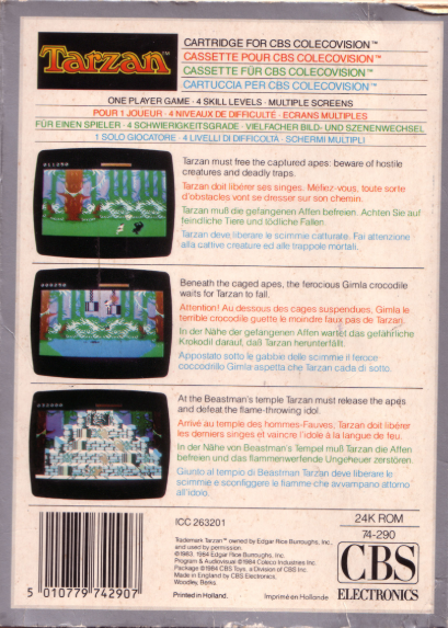 Tarzan (EU) US Back Box Art