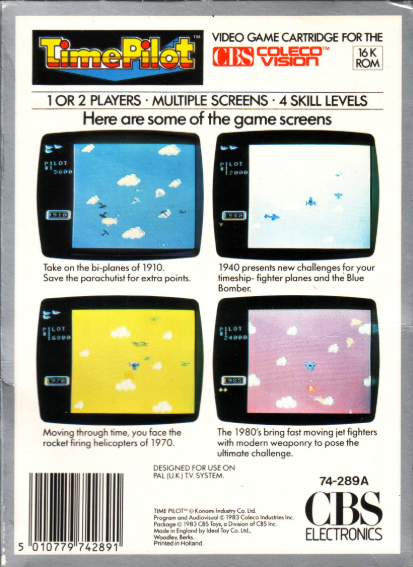 Time Pilot (UK) US Back Box Art