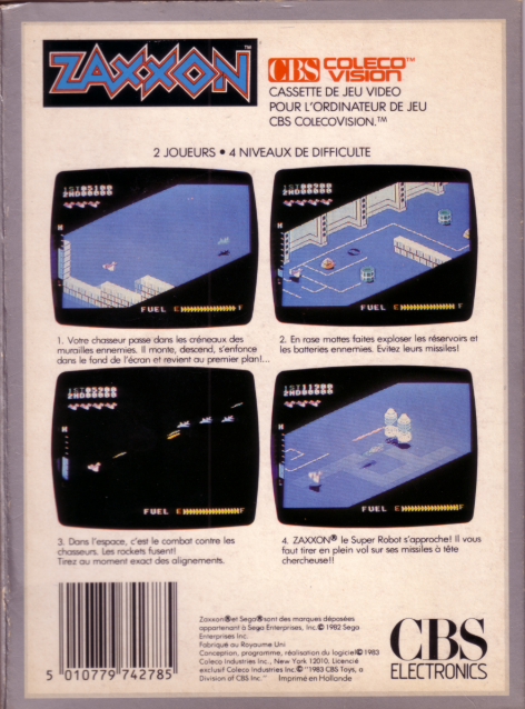 Zaxxon (FR) US Back Box Art