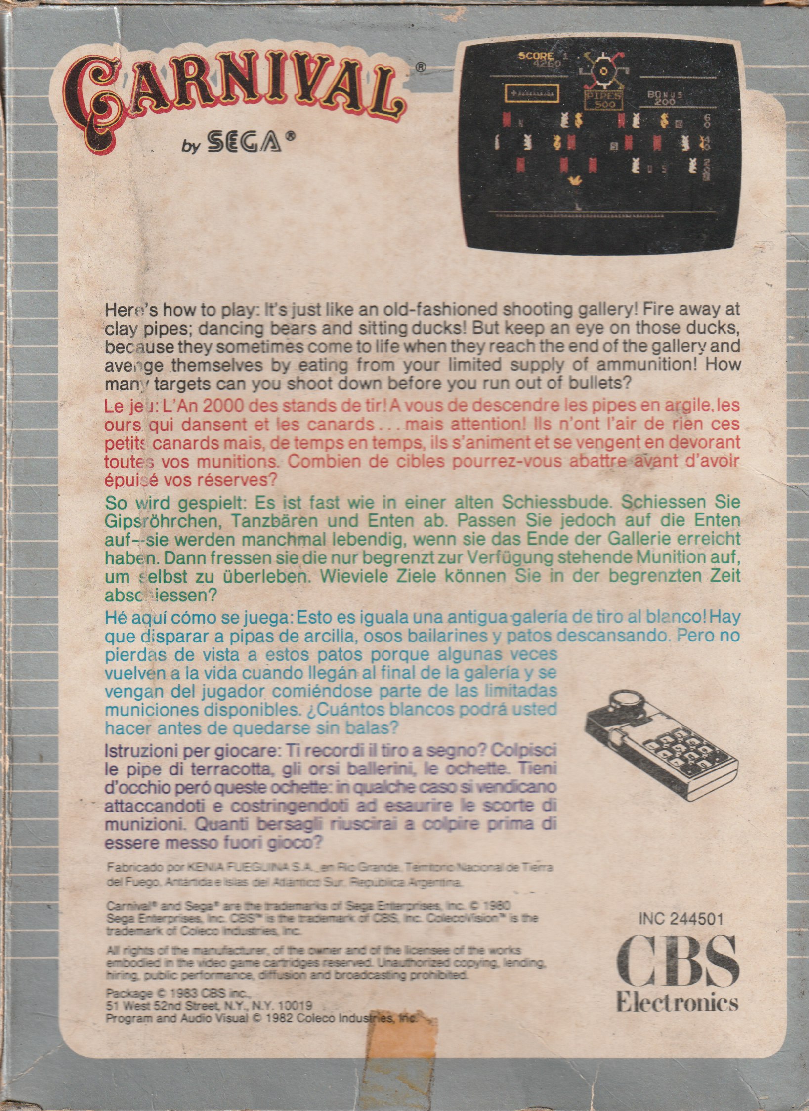 Carnival (AR) US Back Box Art