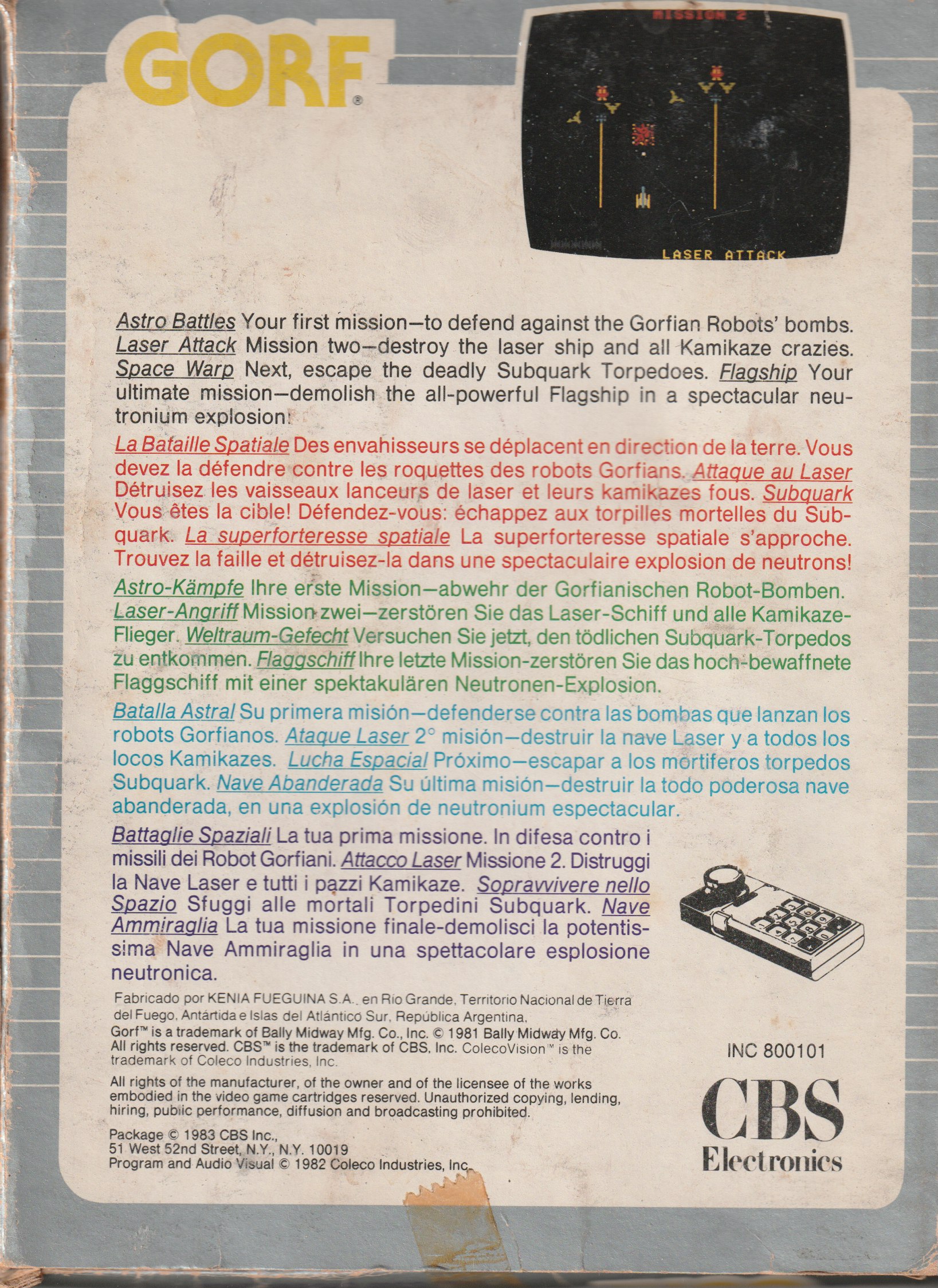 Gorf (AR) AR Back Box Art