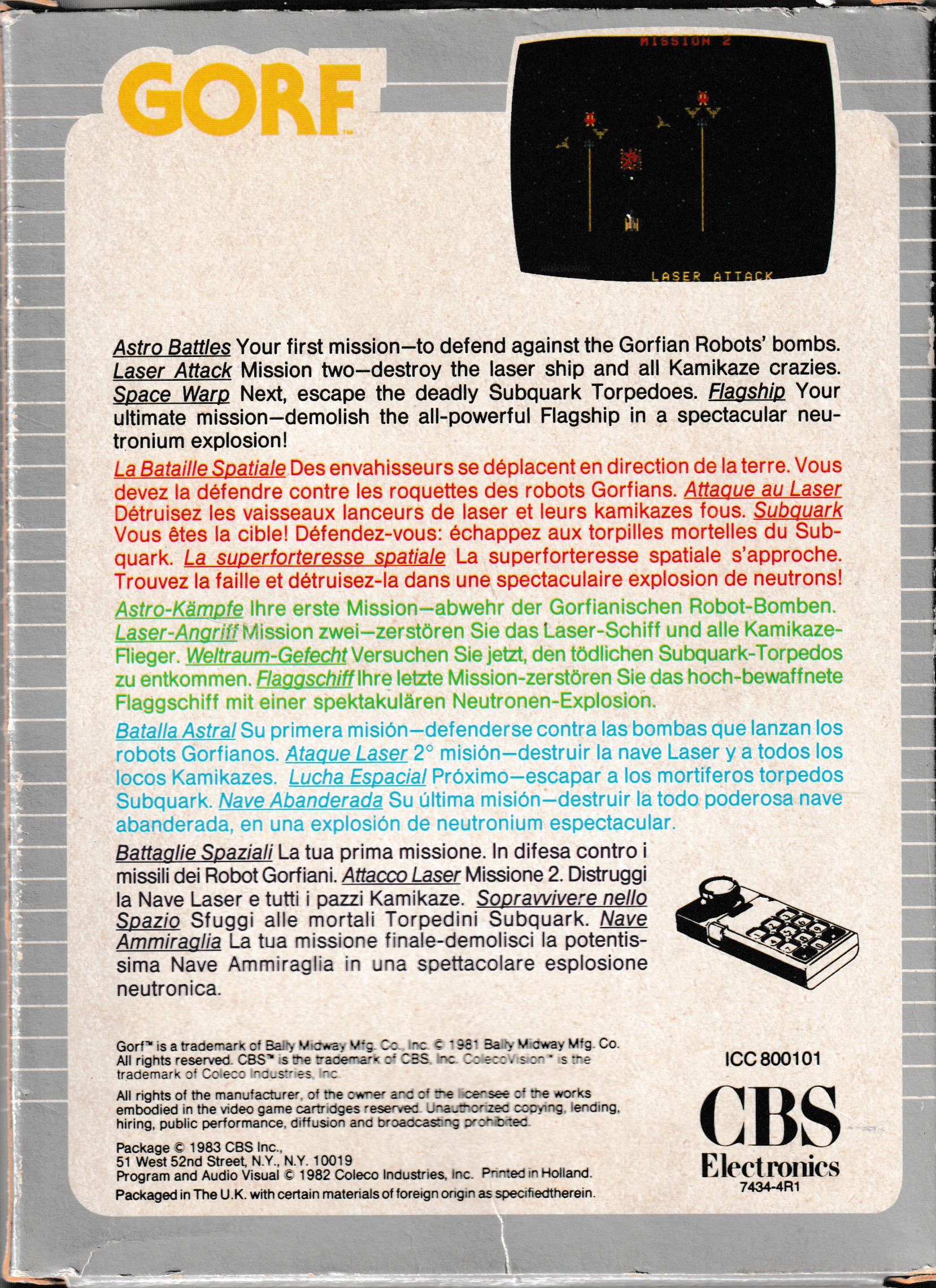 Gorf (AR) US Back Box Art