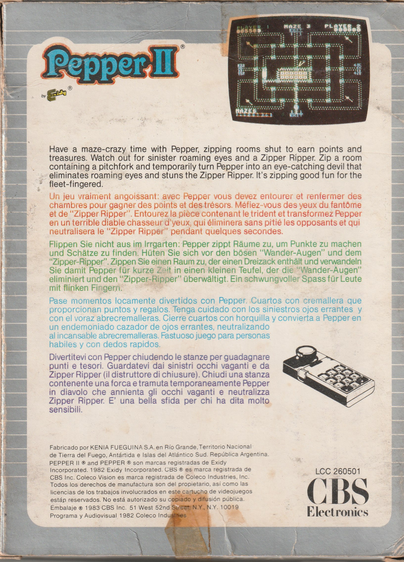 Pepper II (AR) US Back Box Art