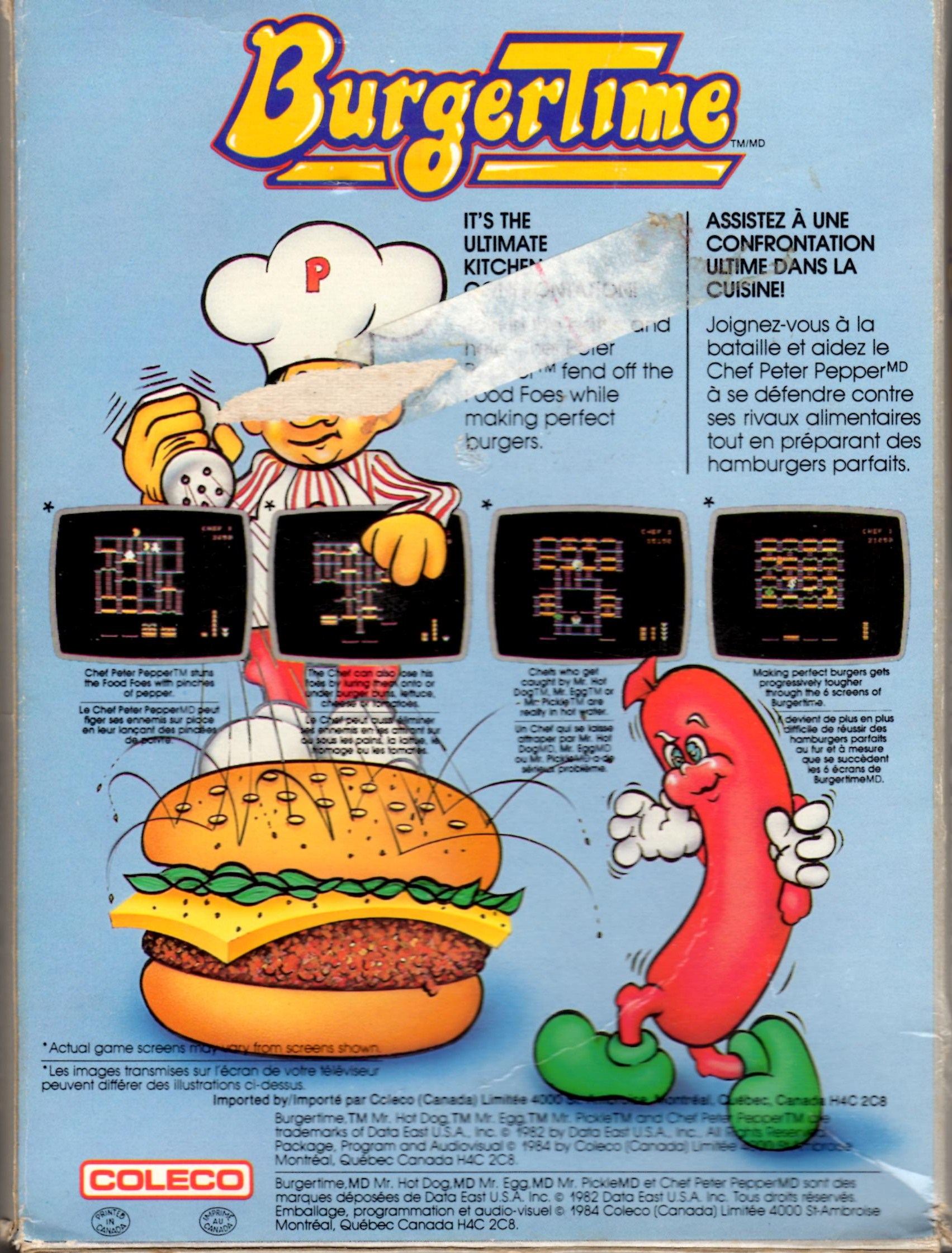 BurgerTime (CA) US Back Box Art