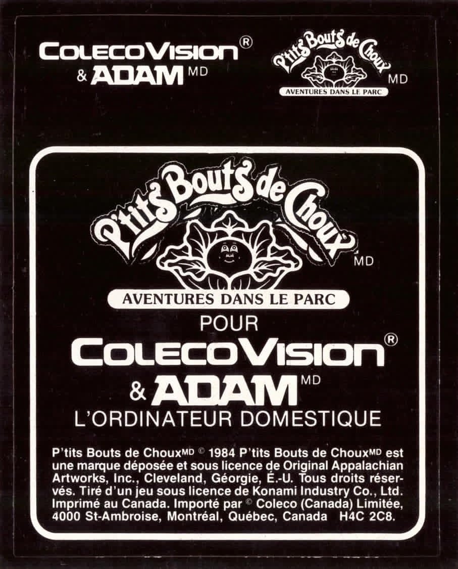 Cabbage Patch Kids: Adventure in the Park (CA) Cartridge Label