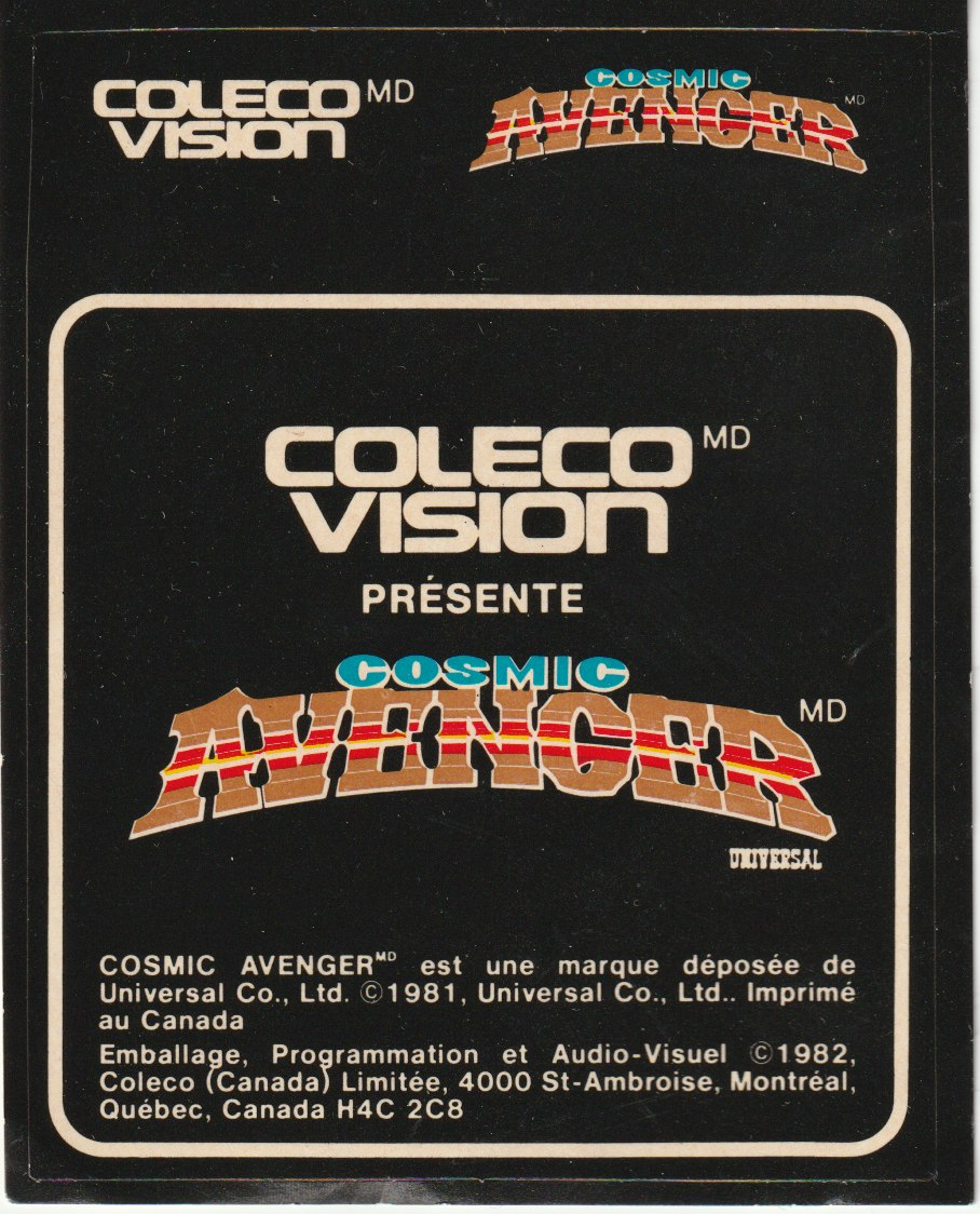 Cosmic Avenger (CA) Cartridge Label