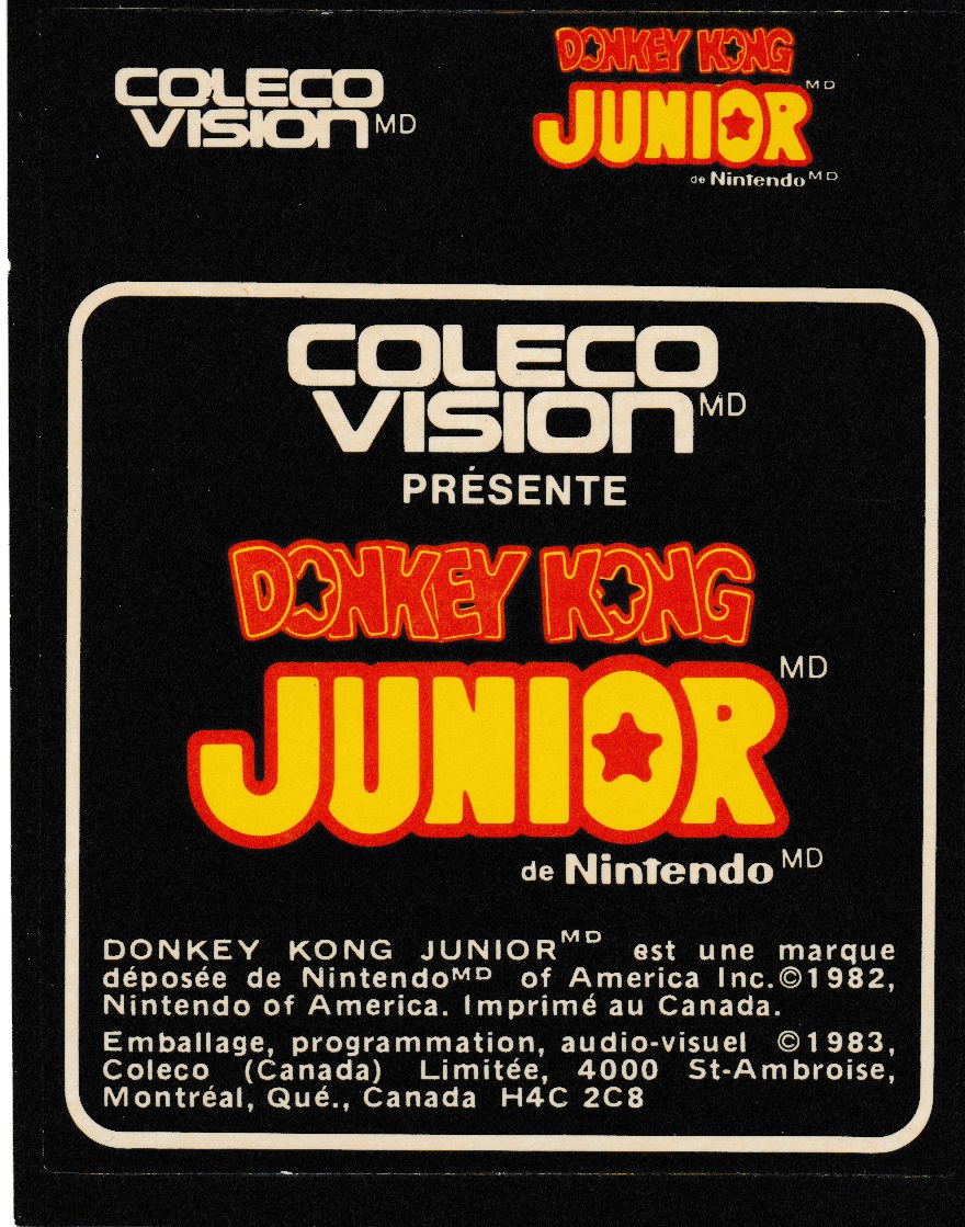 Donkey Kong Junior (CA) Cartridge Label