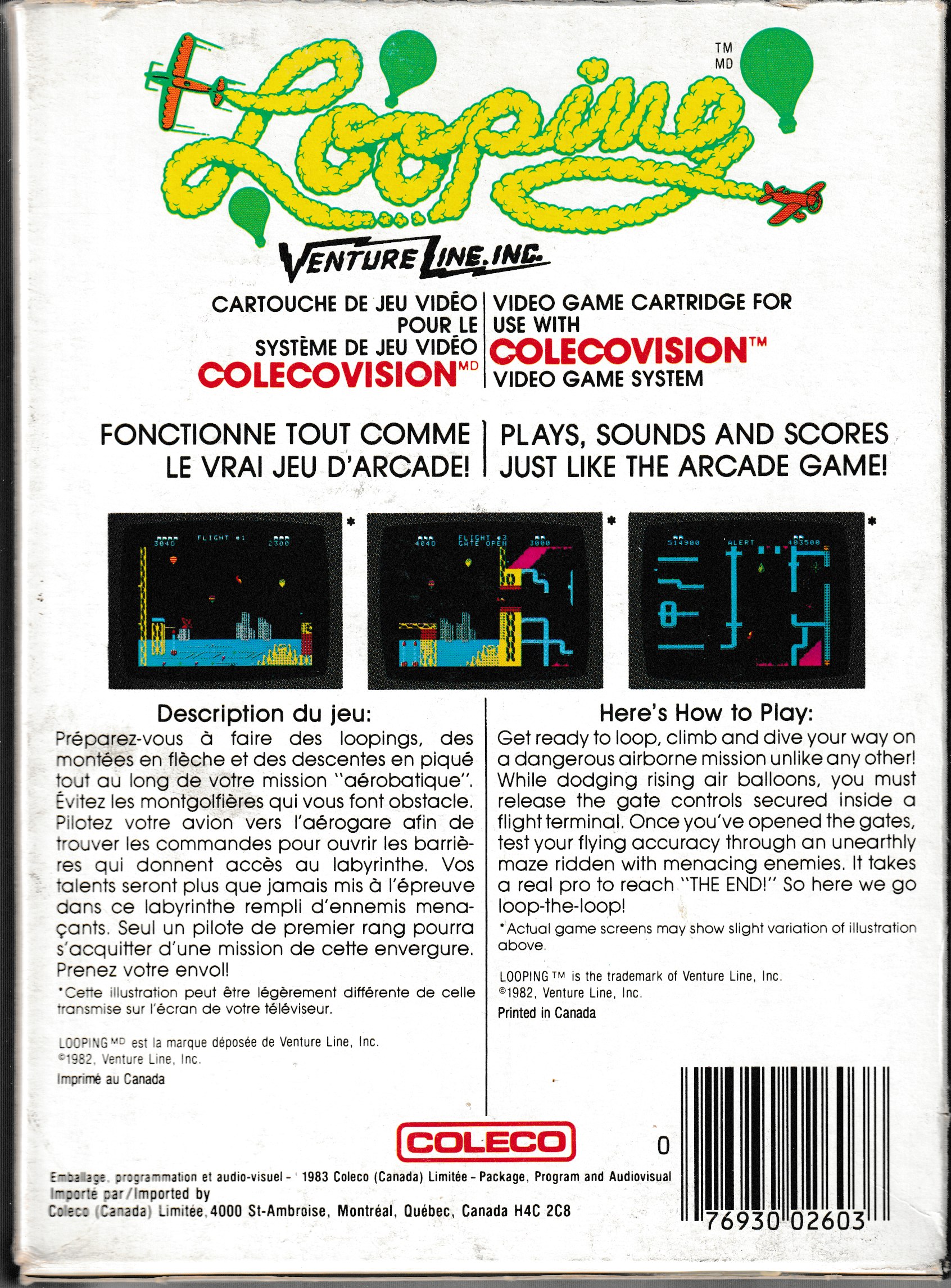 Looping (CA) US Back Box Art