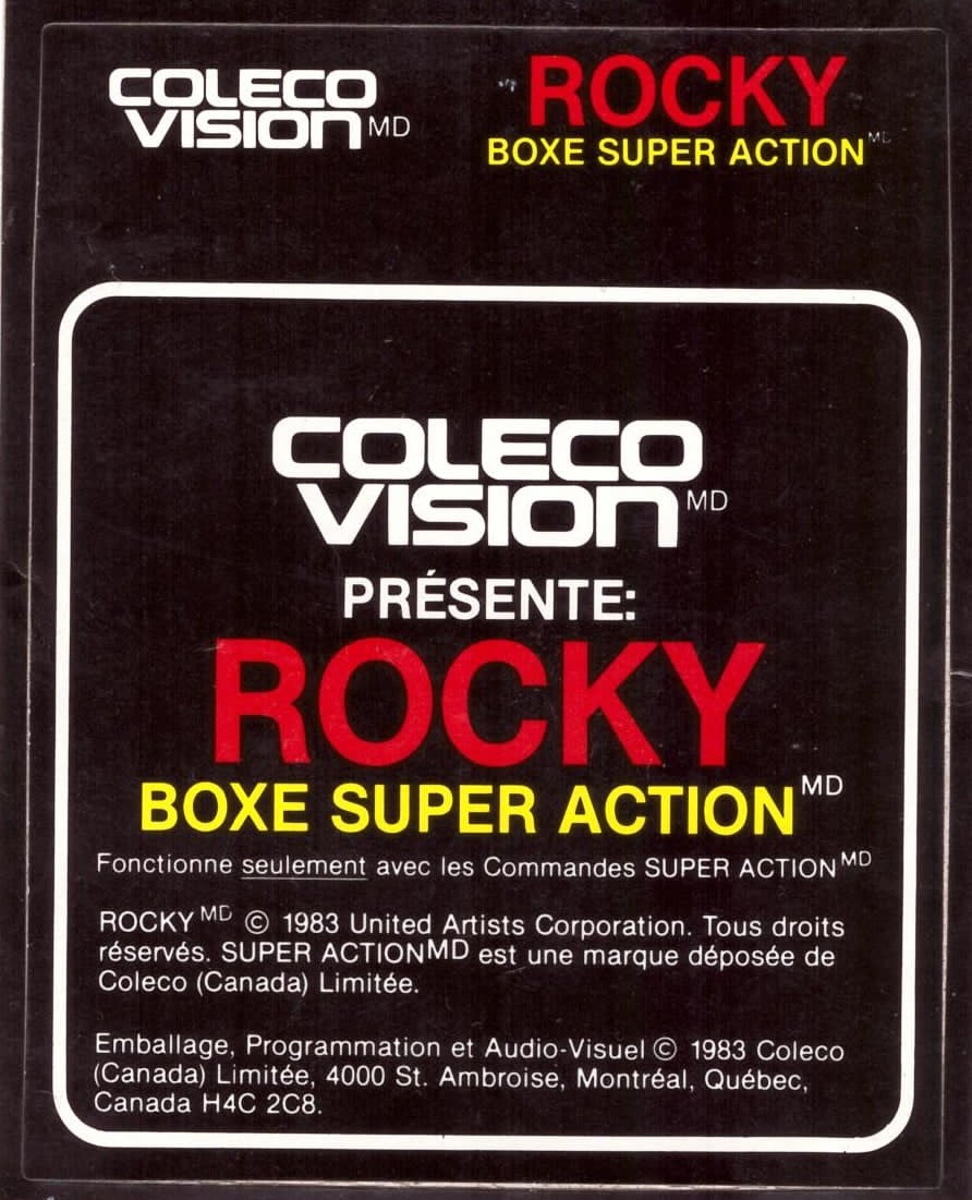 Rocky Super Action Boxing (CA) Cartridge Label