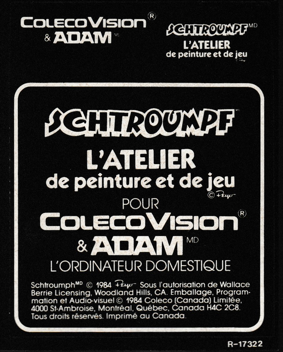 Smurf: Paint 'n' Play Workshop (CA) Cartridge Label