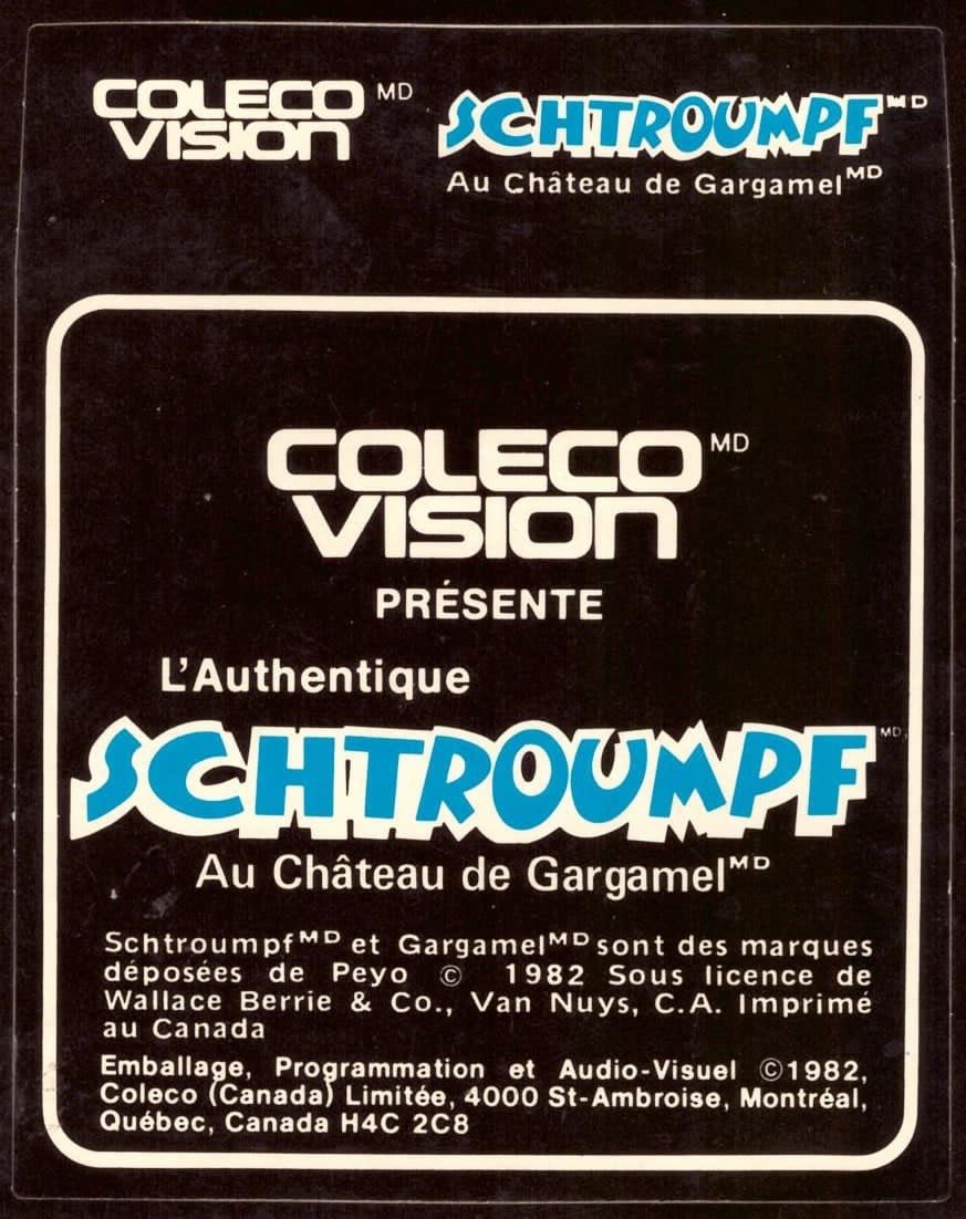 Smurf - Rescue in Gargamel's Castle (Schtroumpf) (CA) Cartridge Label