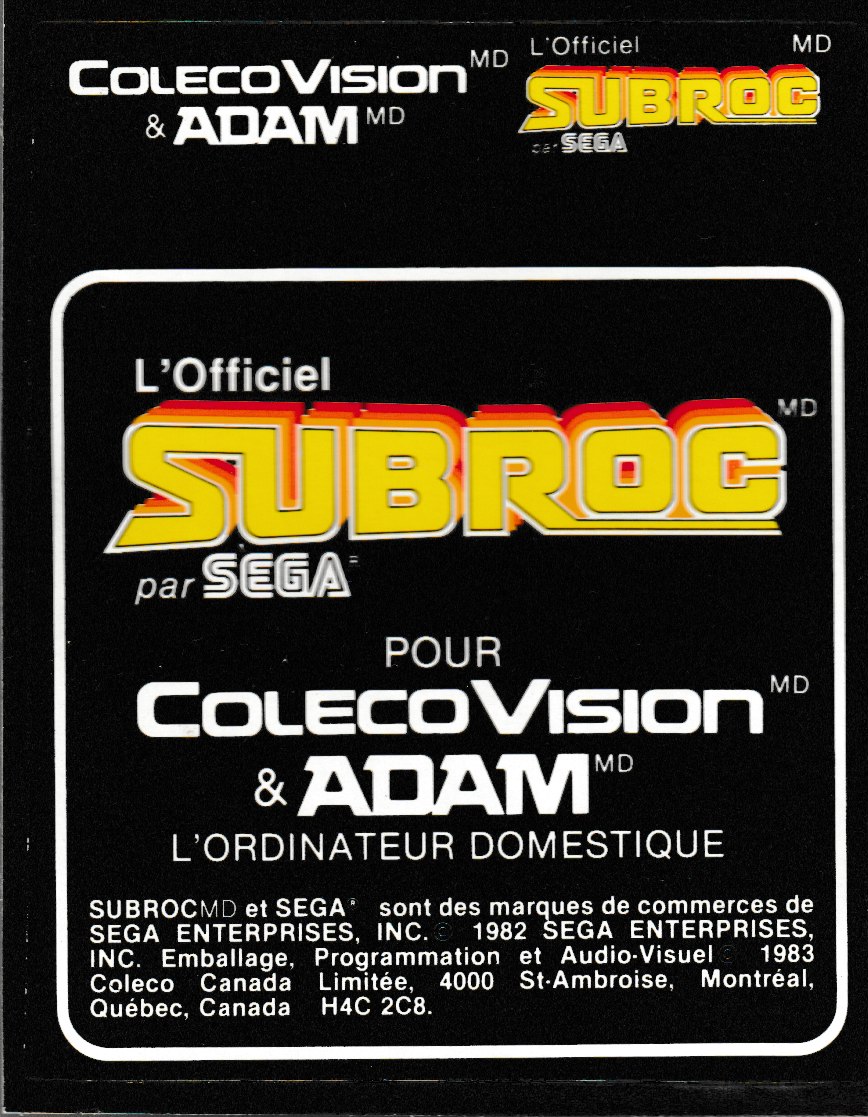 Subroc (CA) Cartridge Label