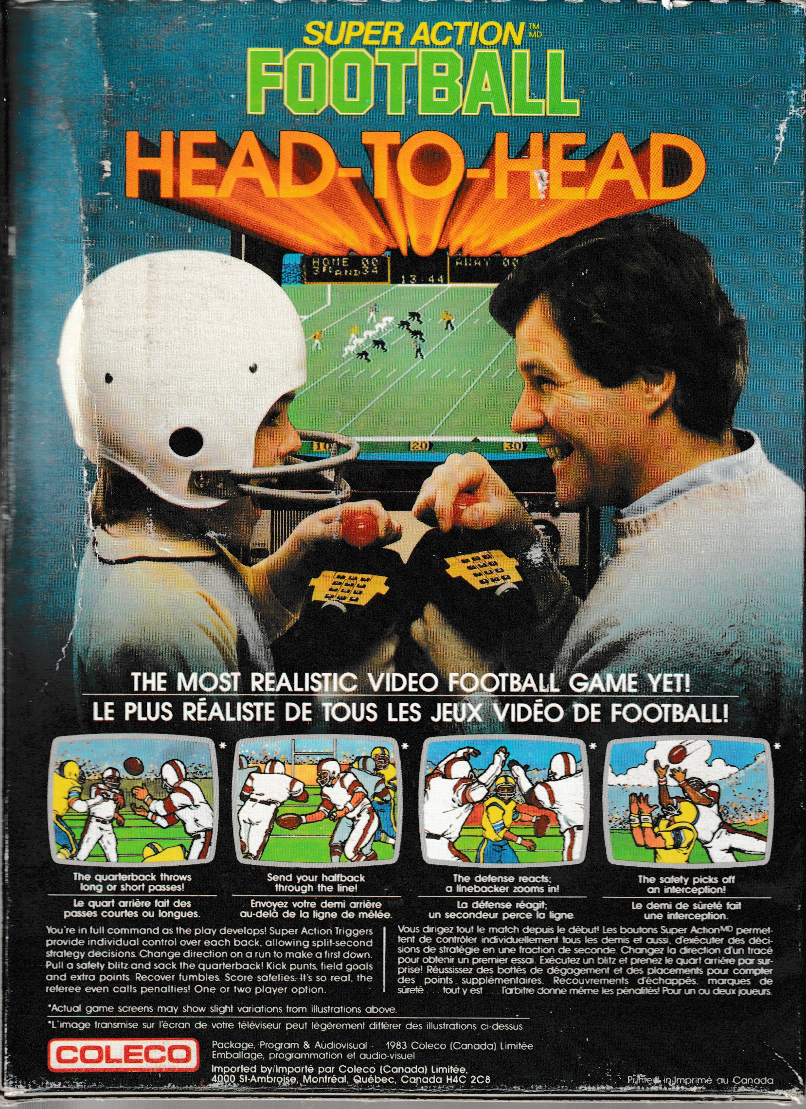 Super Action Football (CA) US Back Box Art