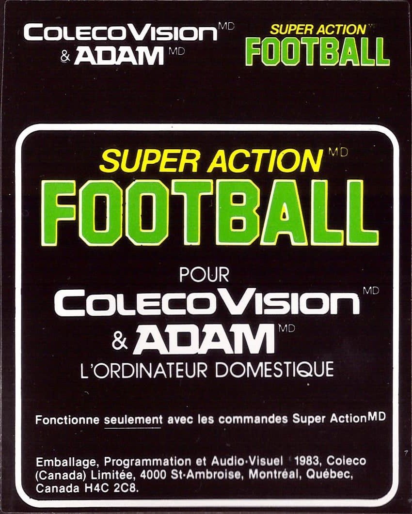 Super Action Football (CA) Cartridge Label