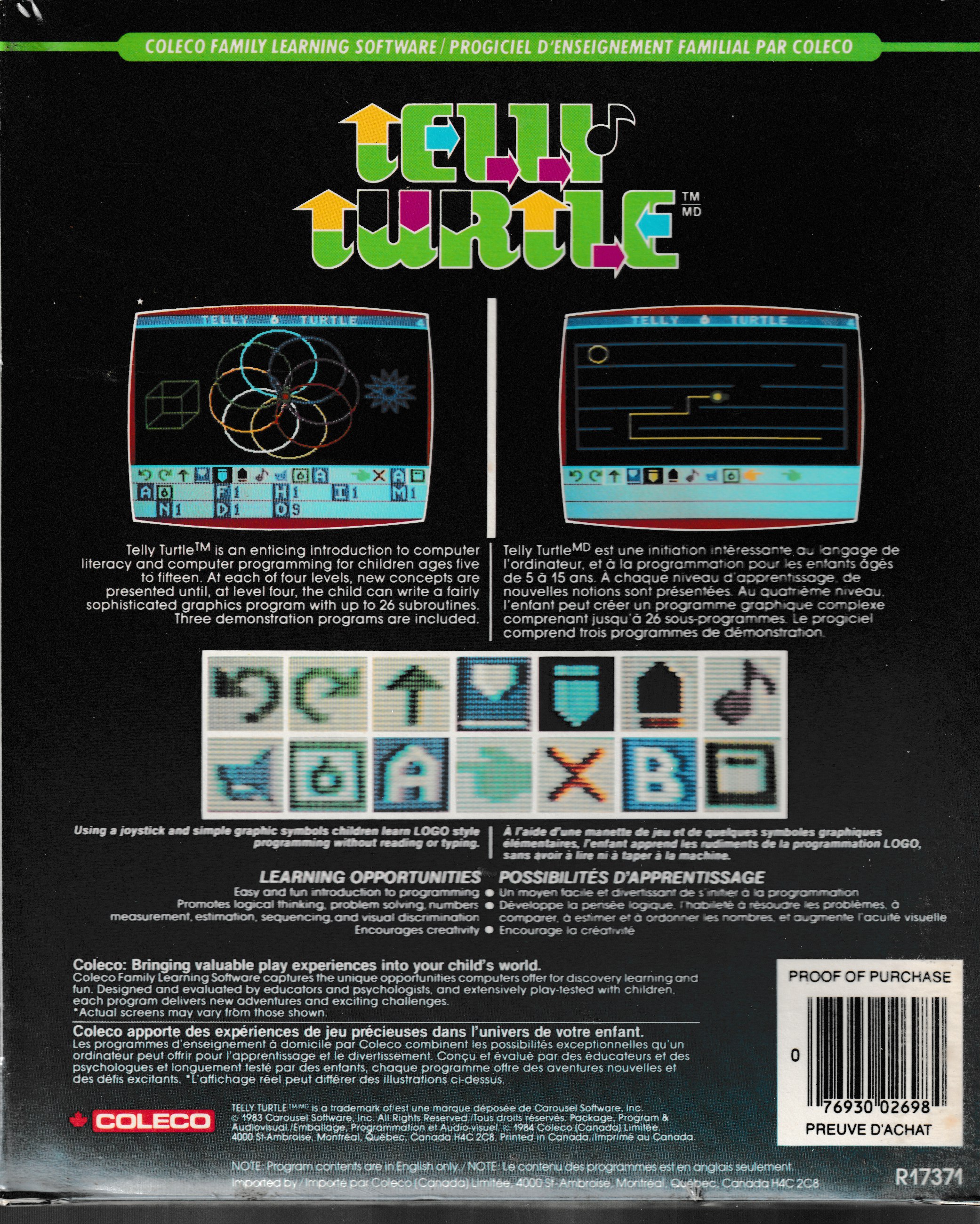 Telly Turtle (CA) US Back Box Art