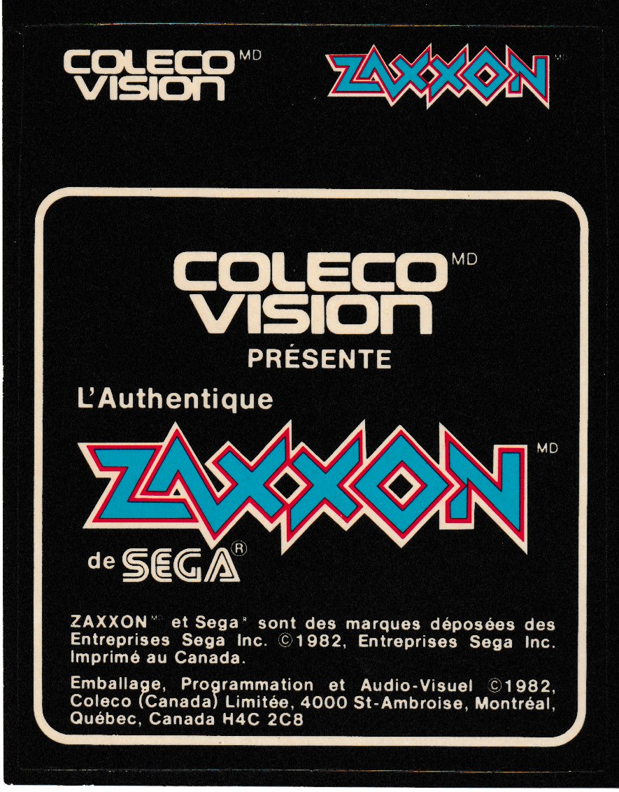 Zaxxon (CA) Cartridge Label