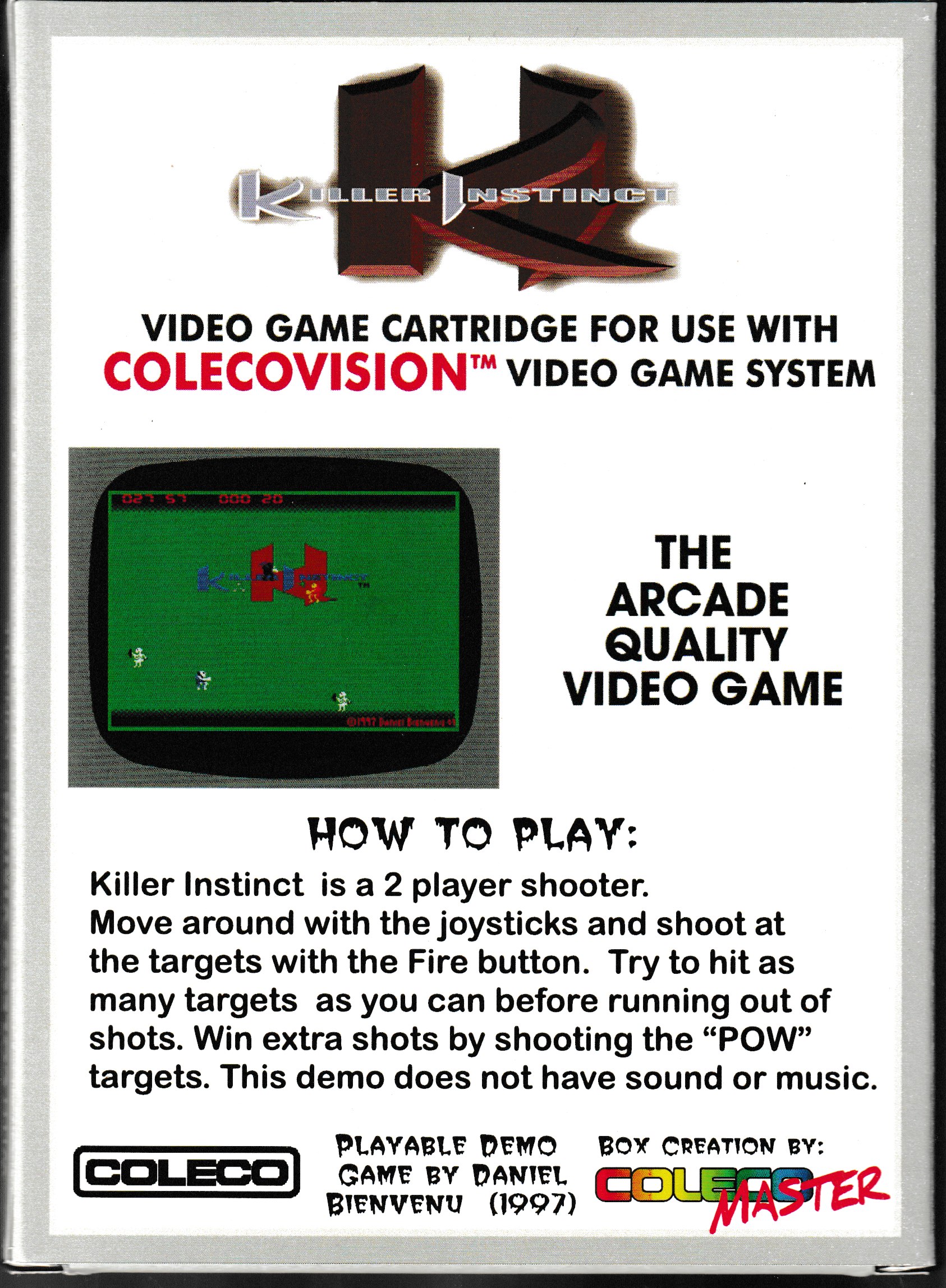 Killer Instinct (Black) US Back Box Art