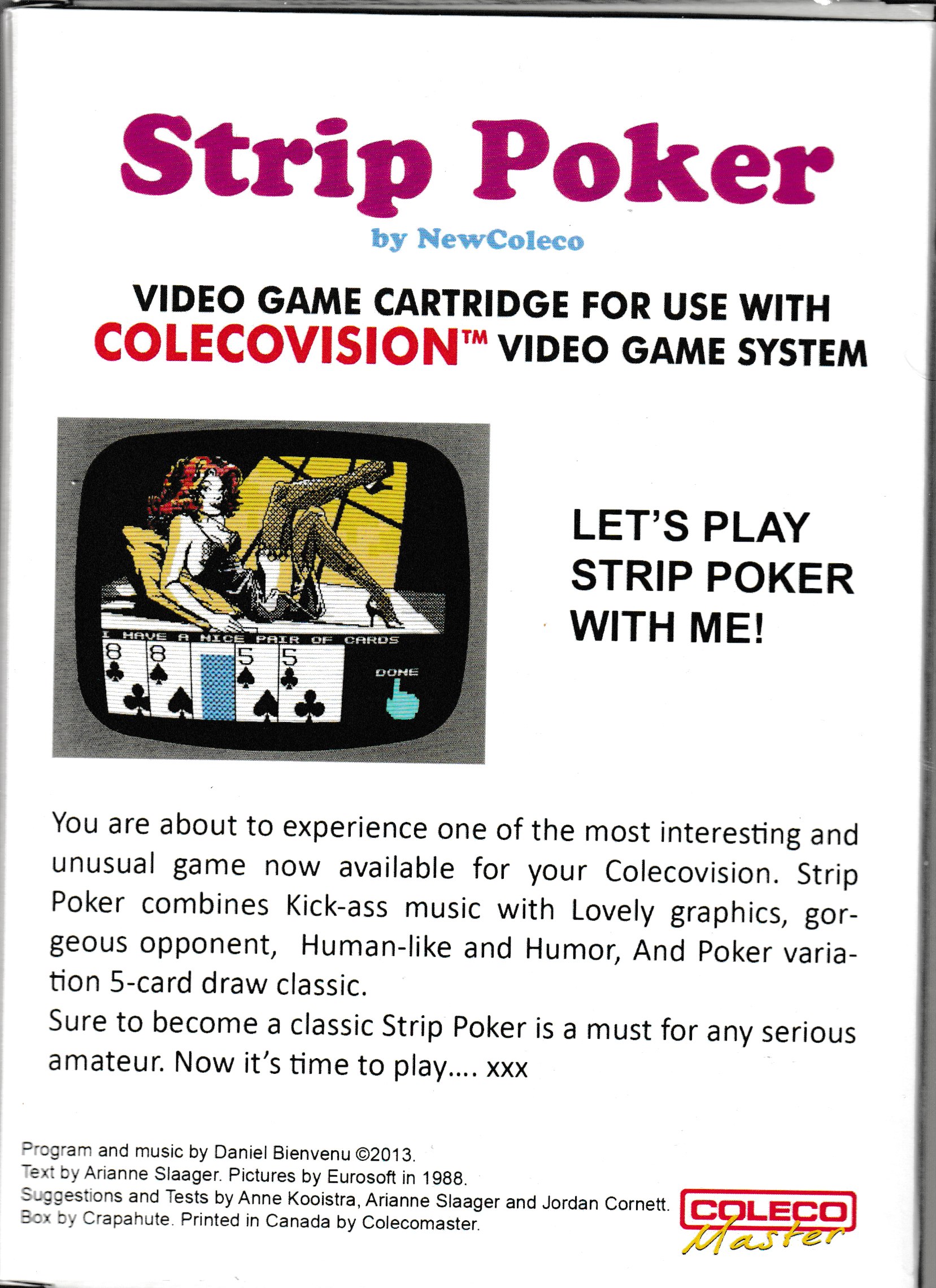 Strip Poker (Gray) US Back Box Art