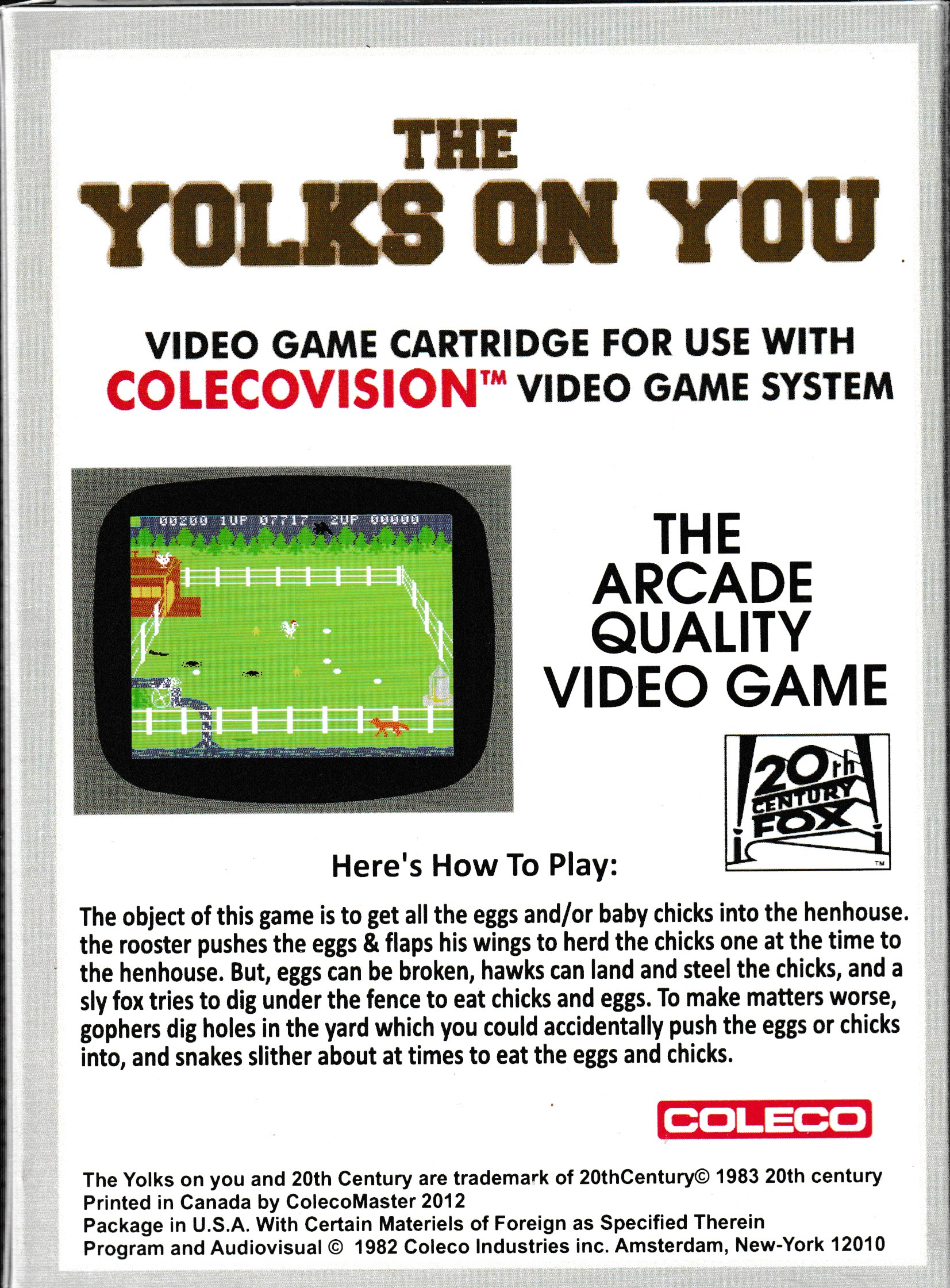 Yolks on You, The US Back Box Art