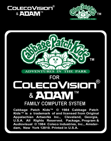 Cabbage Patch Kids: Adventure in the Park Cartridge Label