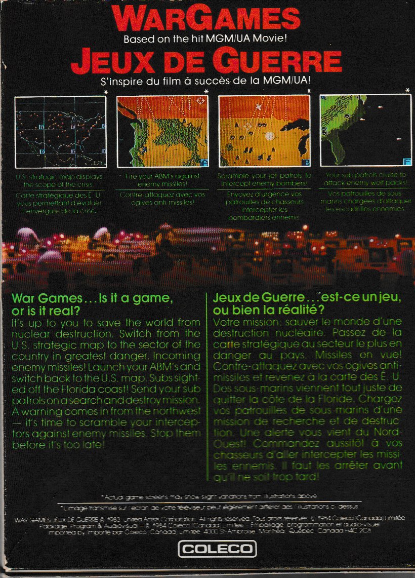 WarGames CA Back Box Art
