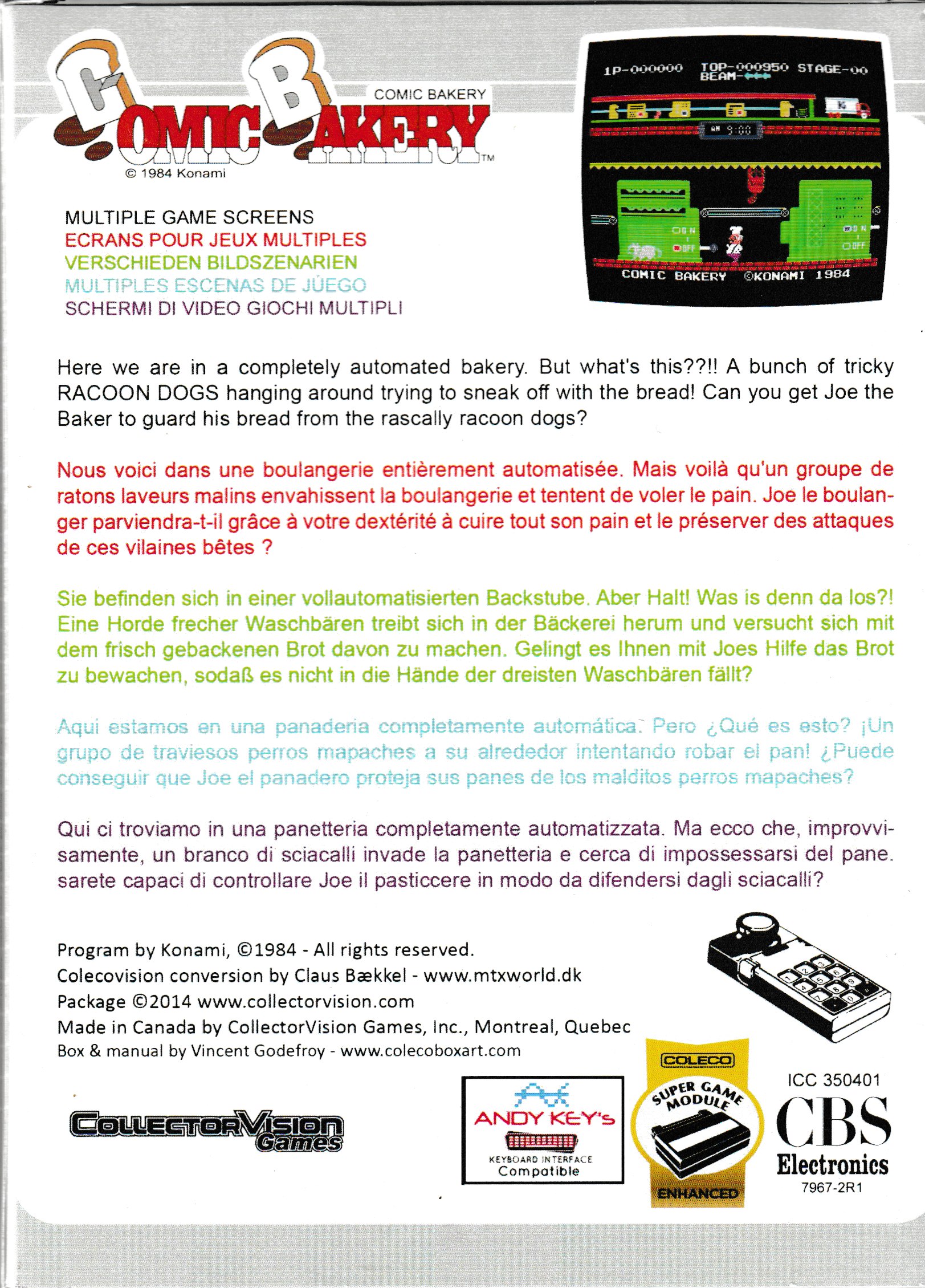 Comic Bakery US Back Box Art