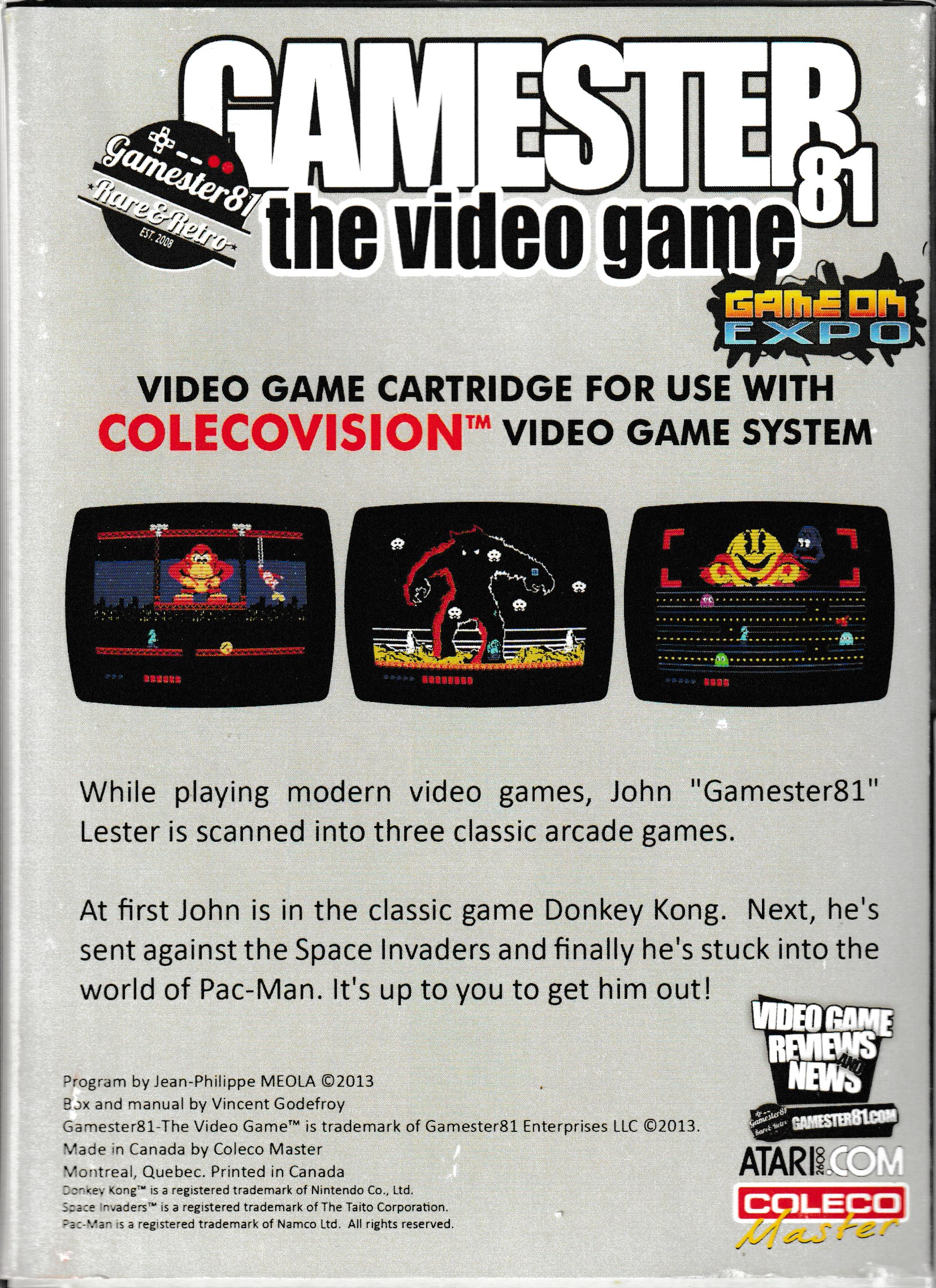 Gamester 81: The Video Game (GameOnExpo Edition) US Back Box Art