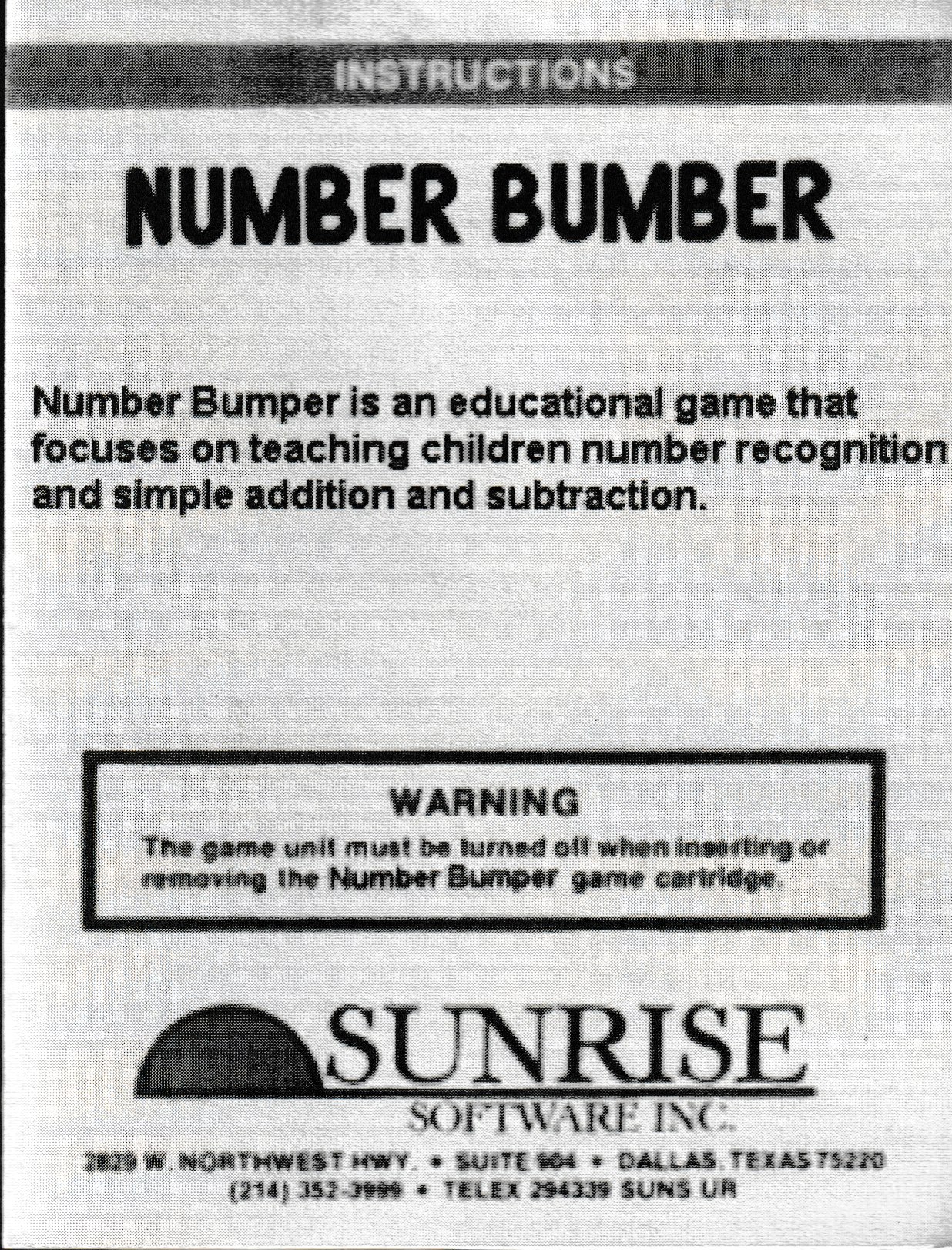 Number Bumper US User Manual