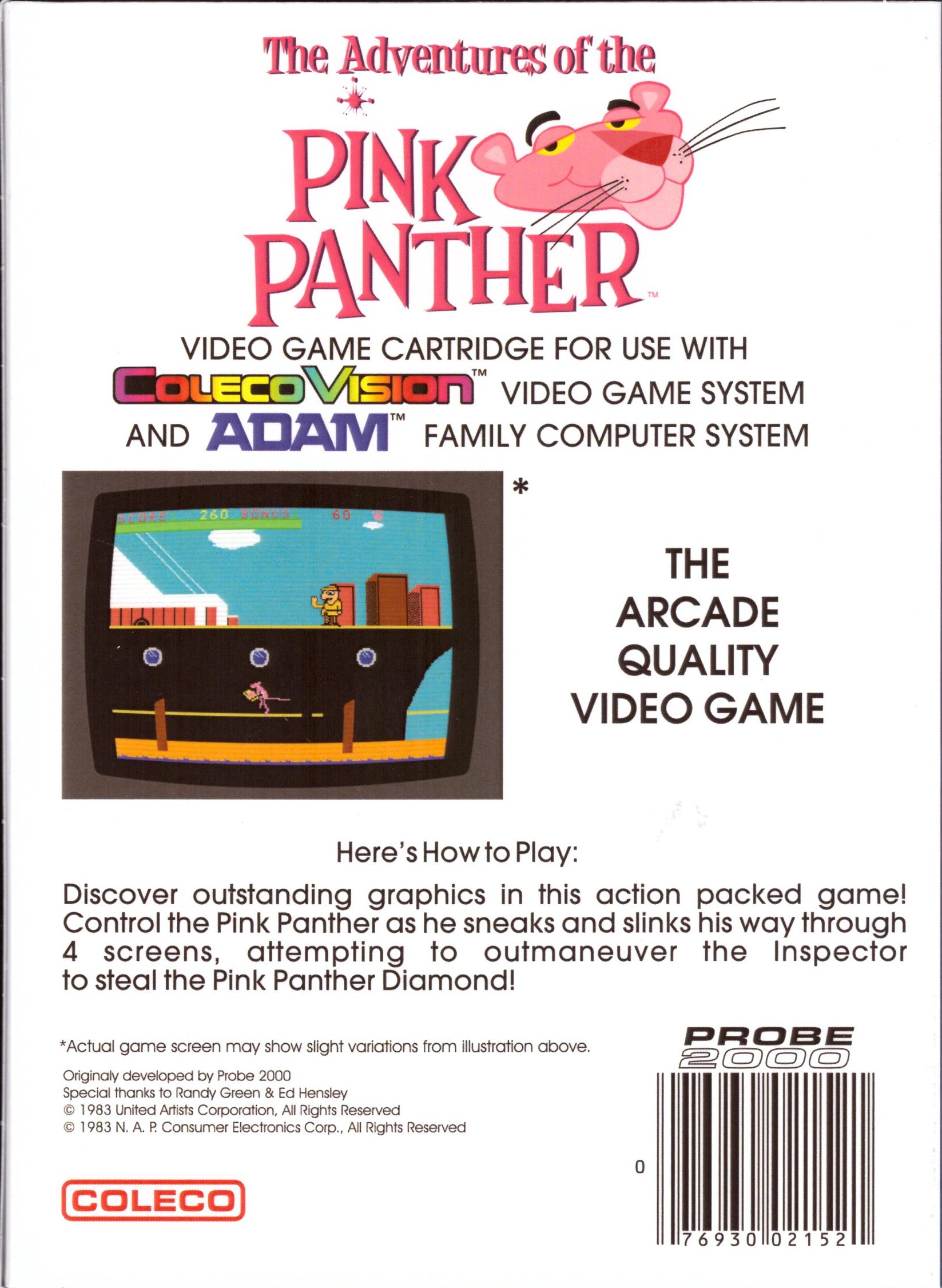 Pink Panther, The Adventures Of  (Blue) US Back Box Art