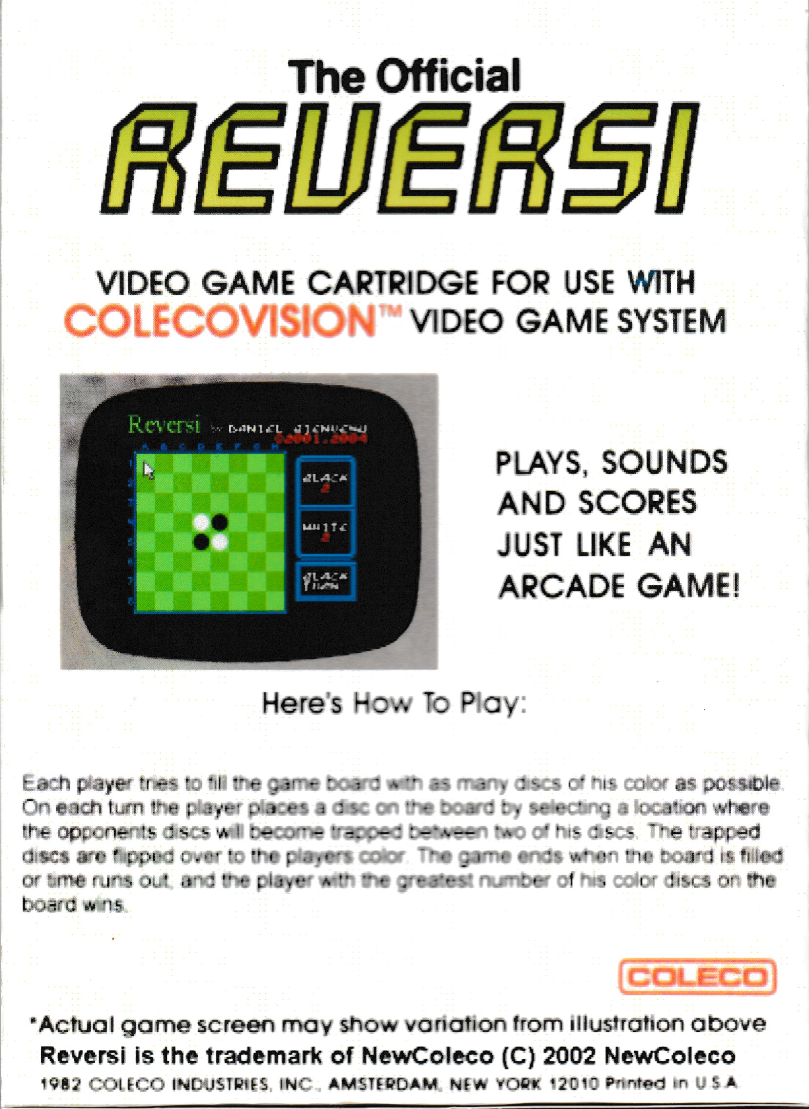 Reversi US Back Box Art