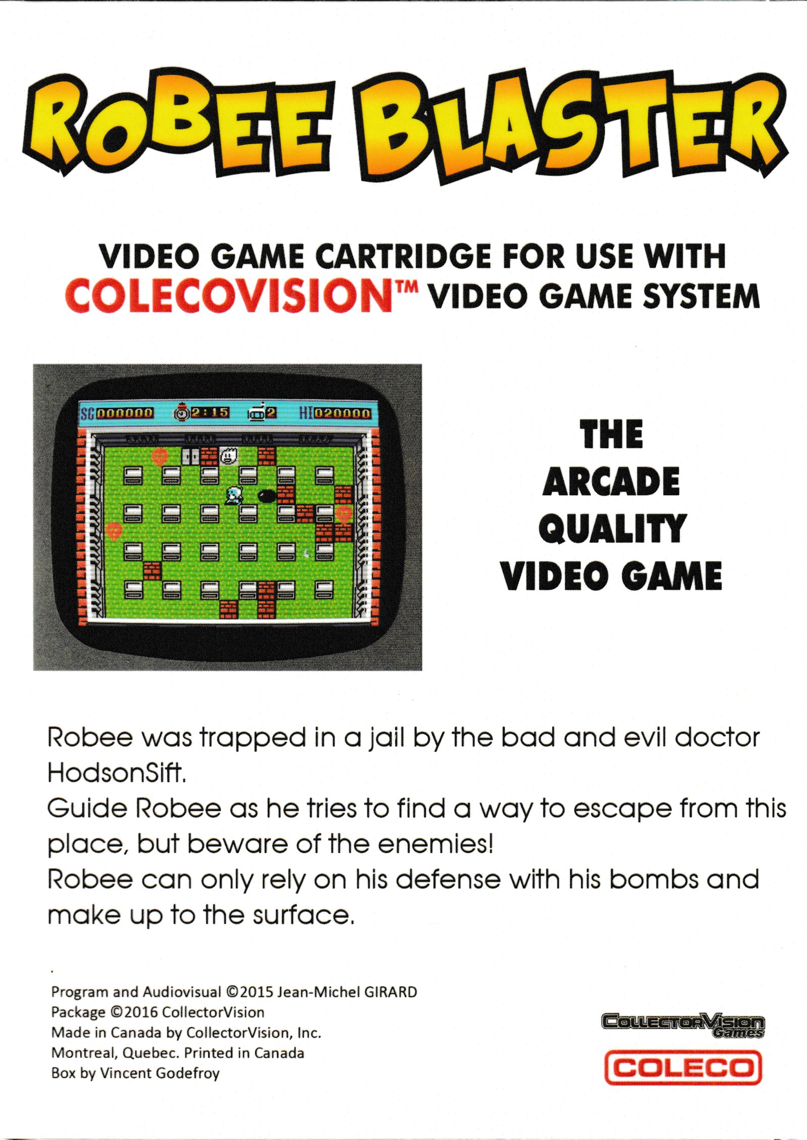 Robee Blaster (CBS) US Back Box Art