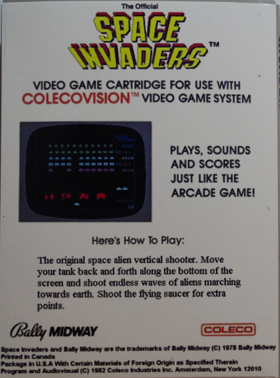 Space Invaders US Back Box Art