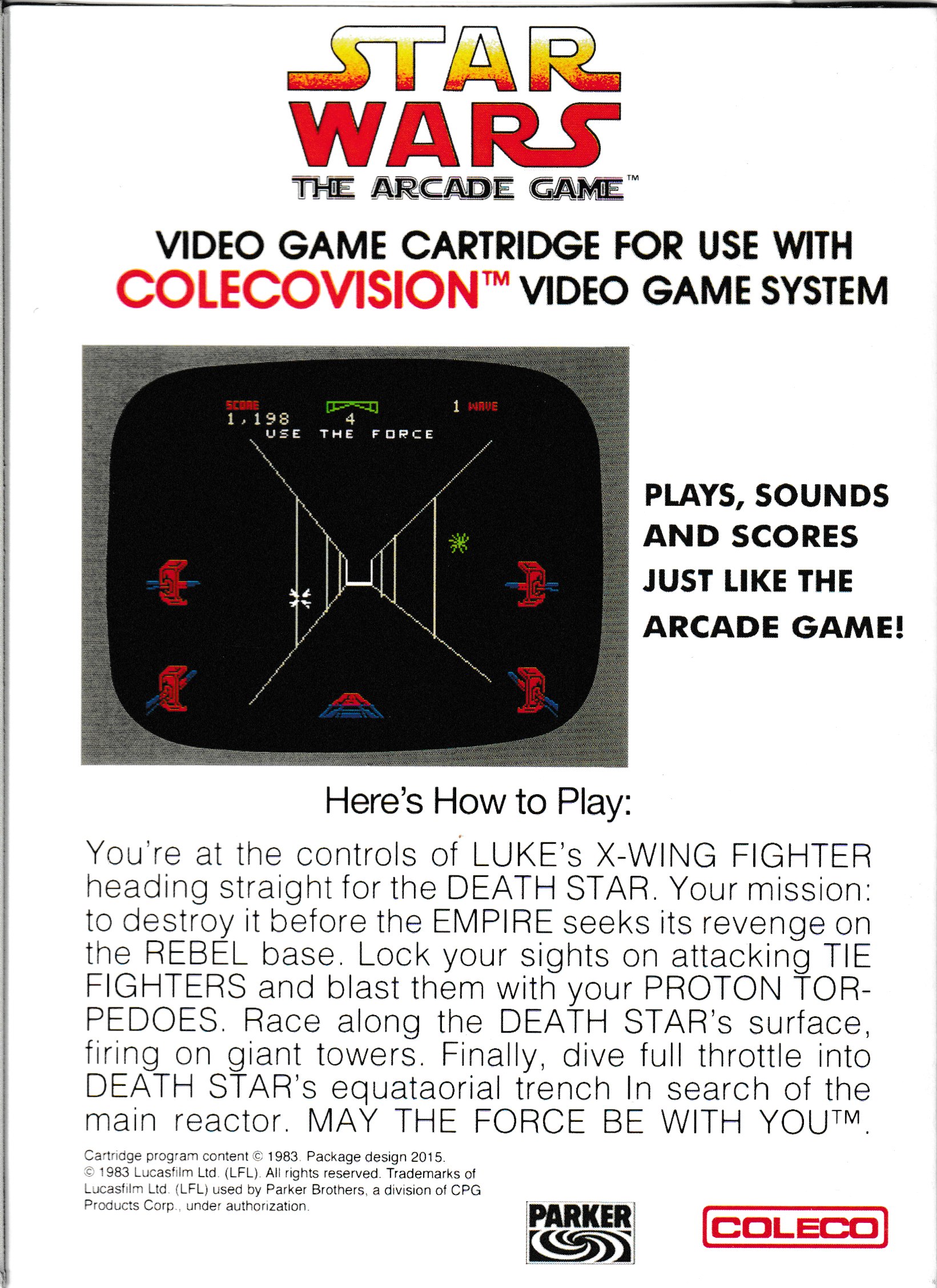 Star Wars: The Arcade Game (Box Only) US Back Box Art