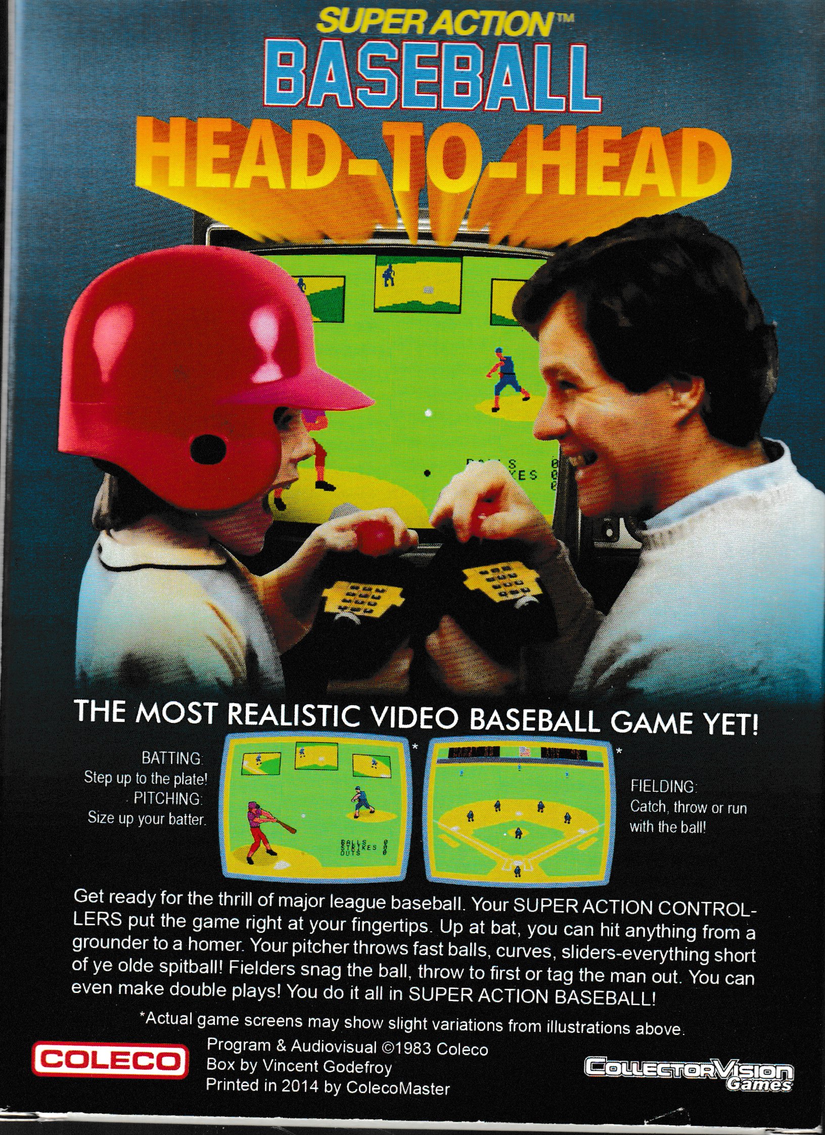 Super Action Baseball (Box Only) US Back Box Art