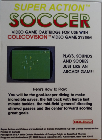 Super Action Soccer US Back Box Art